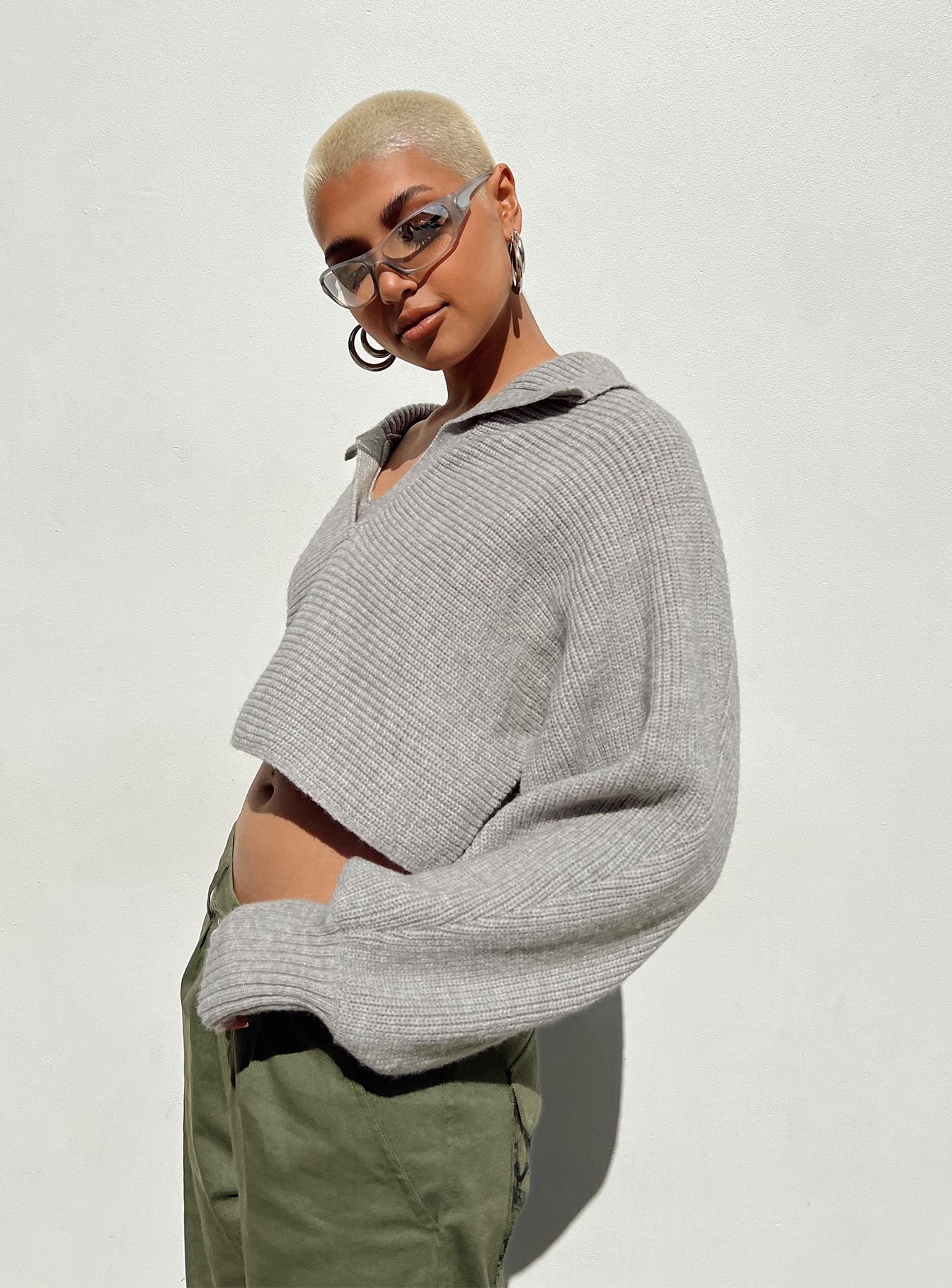 Tiara Cropped Sweater Grey