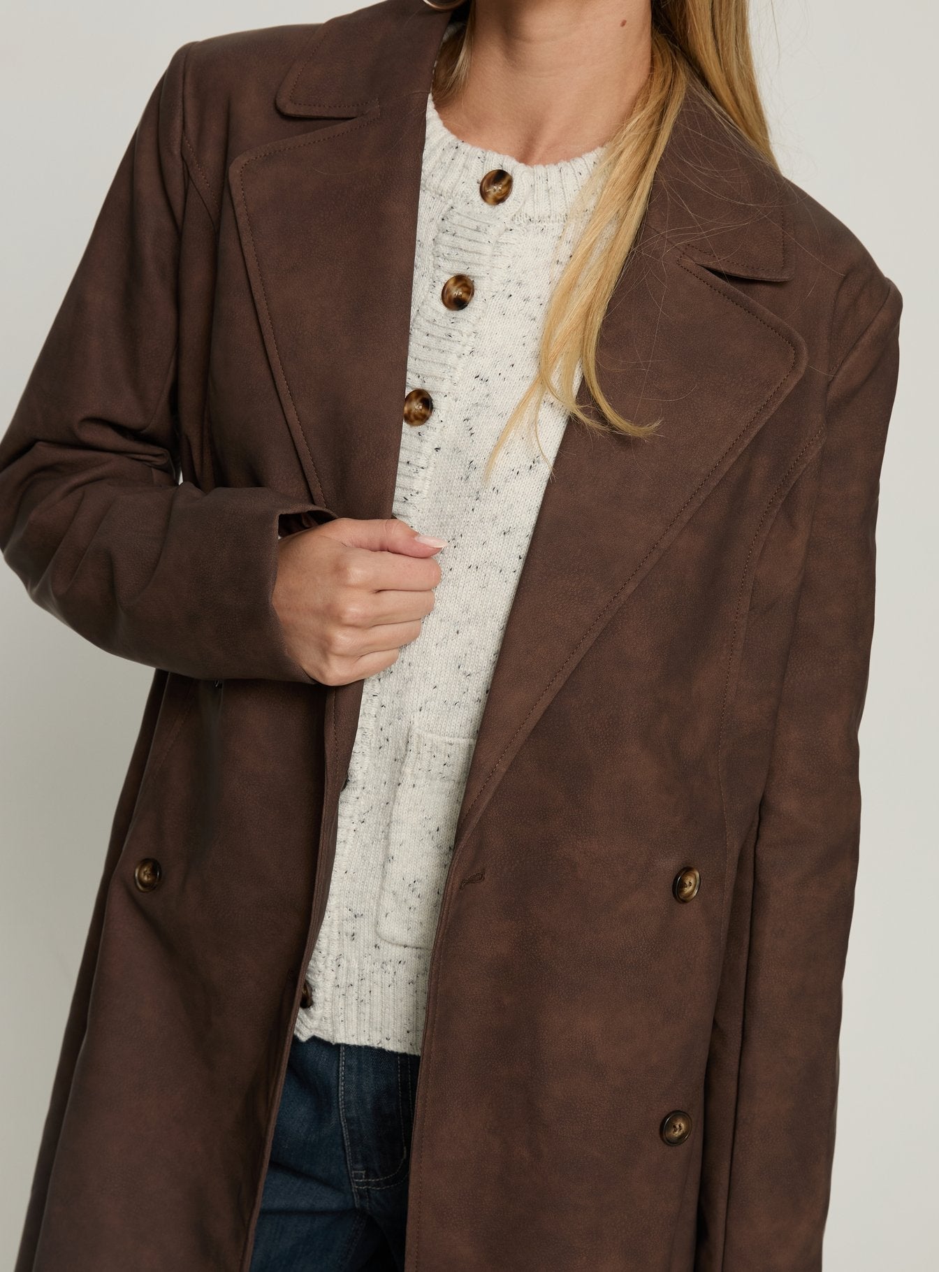 Salazar Longline Belted Trench Coat Chocolate Brown