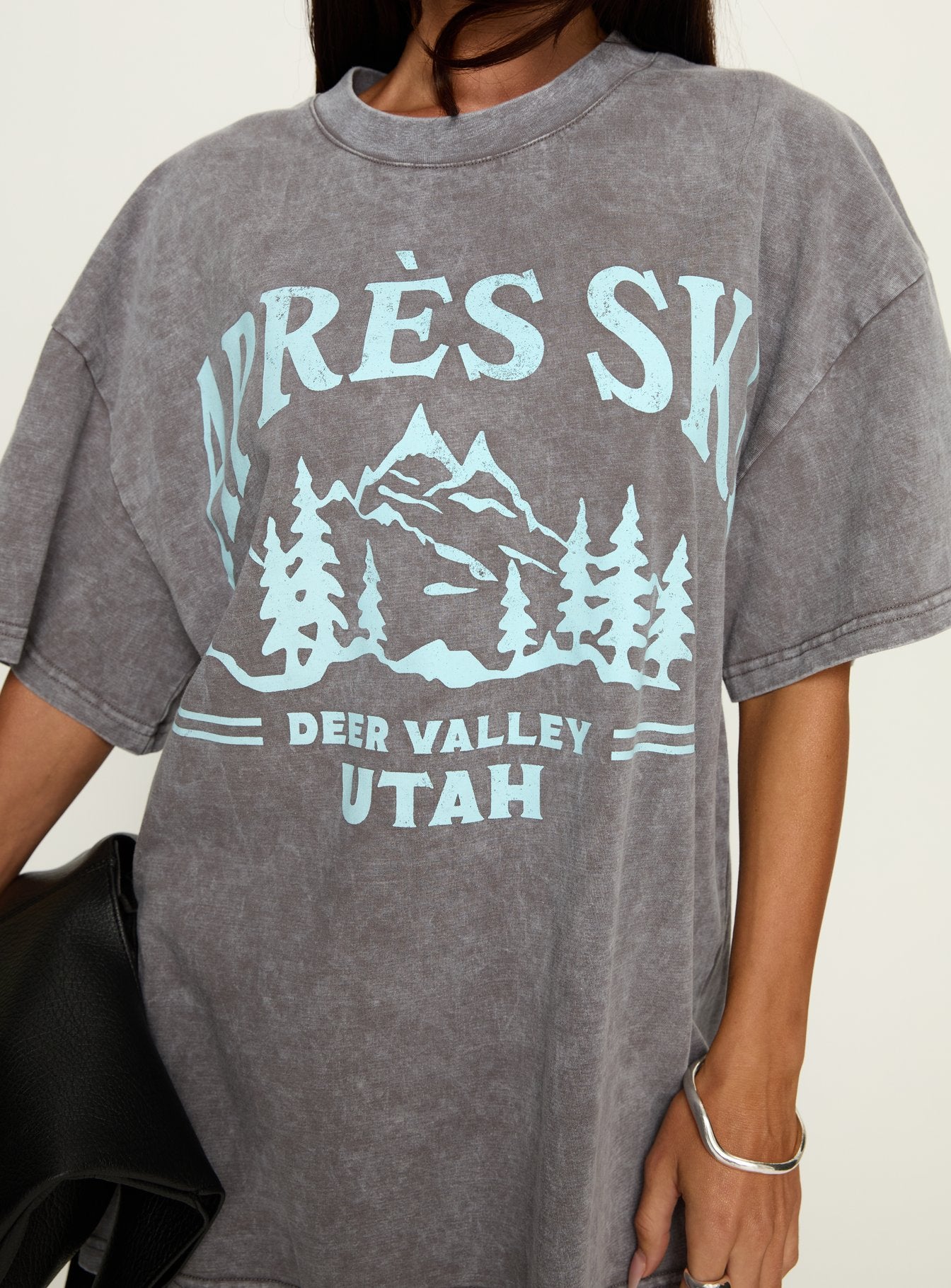 Apres Ski Valley Oversized Graphic Tee Charcoal