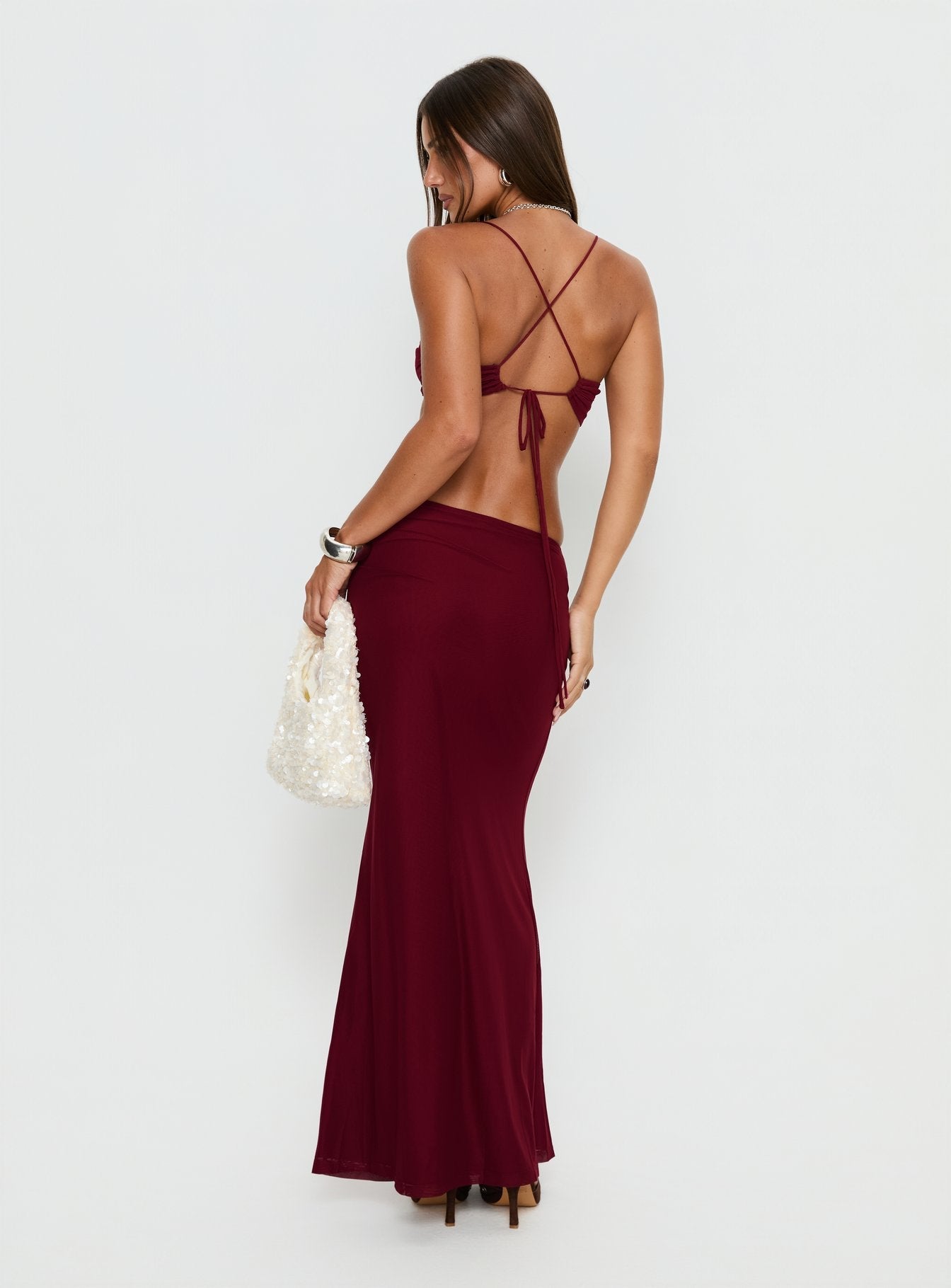 Delores Ruched Maxi Skirt Red