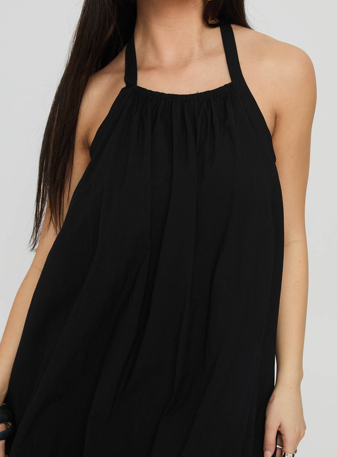 Friandise Bubble Hem Mini Dress Black