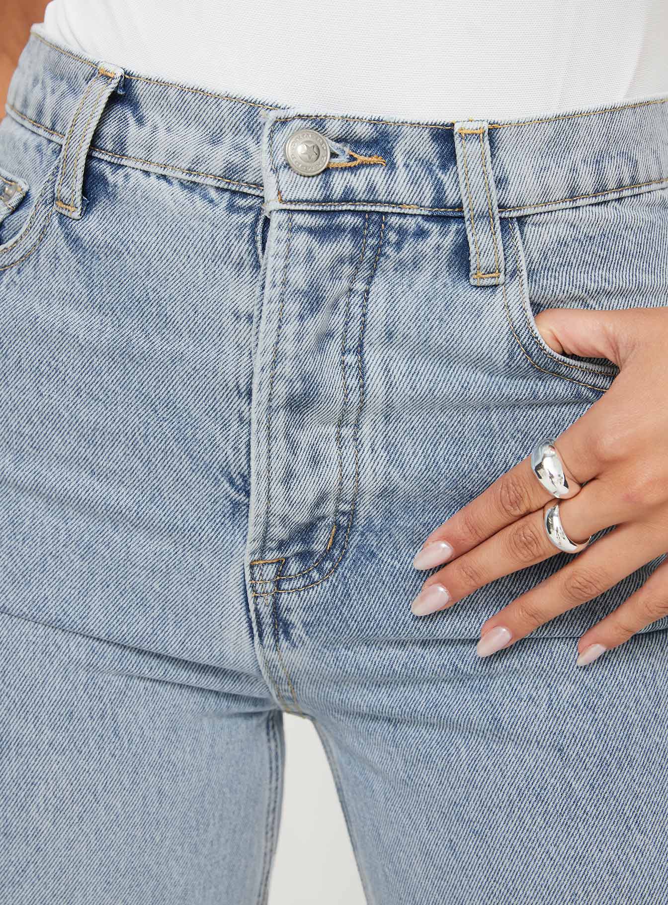 Fawcett High Rise Straight Leg Jeans Light Blue Wash