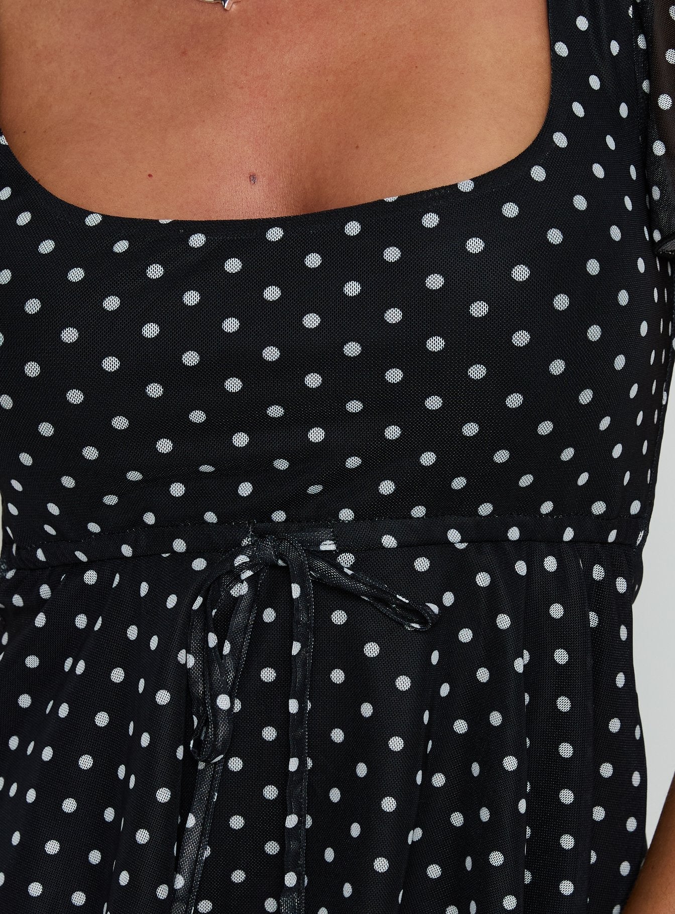 Auroraah Frill Top Black Polka