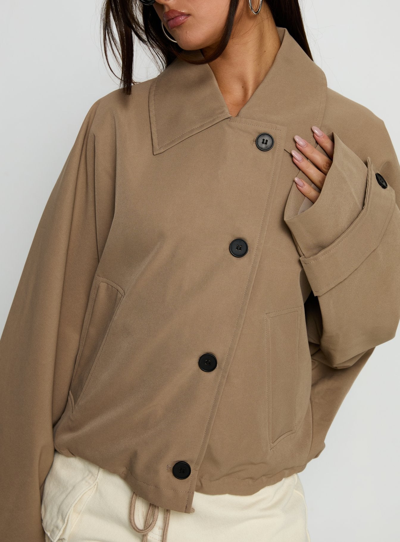 Sandria Cropped Trench Coat Beige