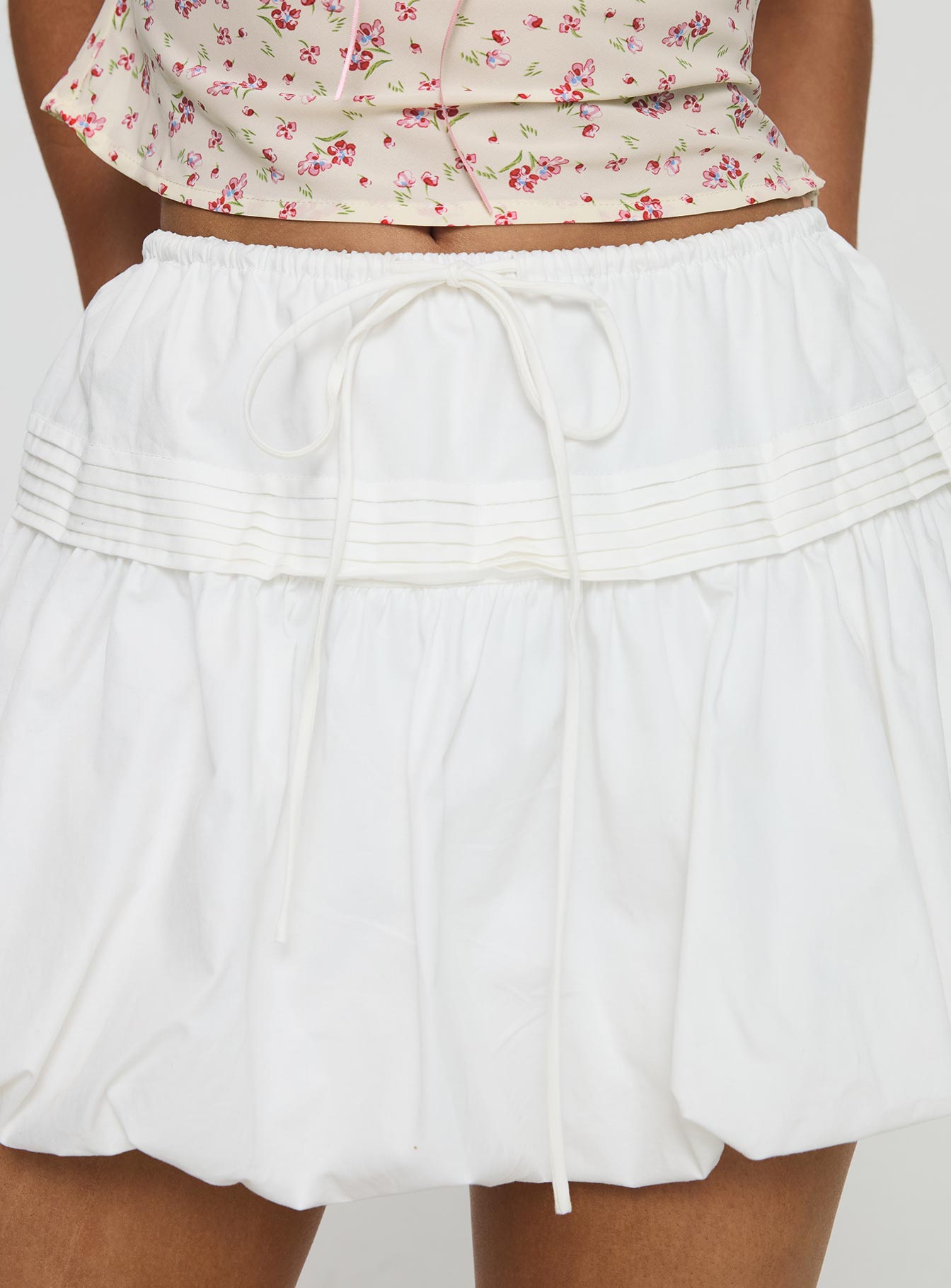 Dear London Bubble Hem Mini Skirt White