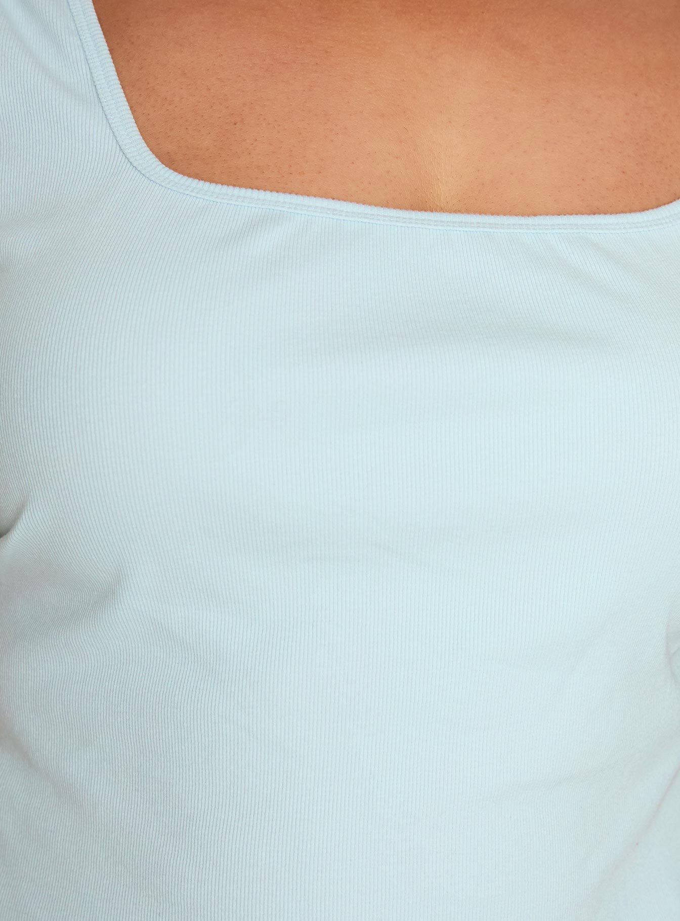 Baseline Square Neck Rib Tank Top Light Blue Curve