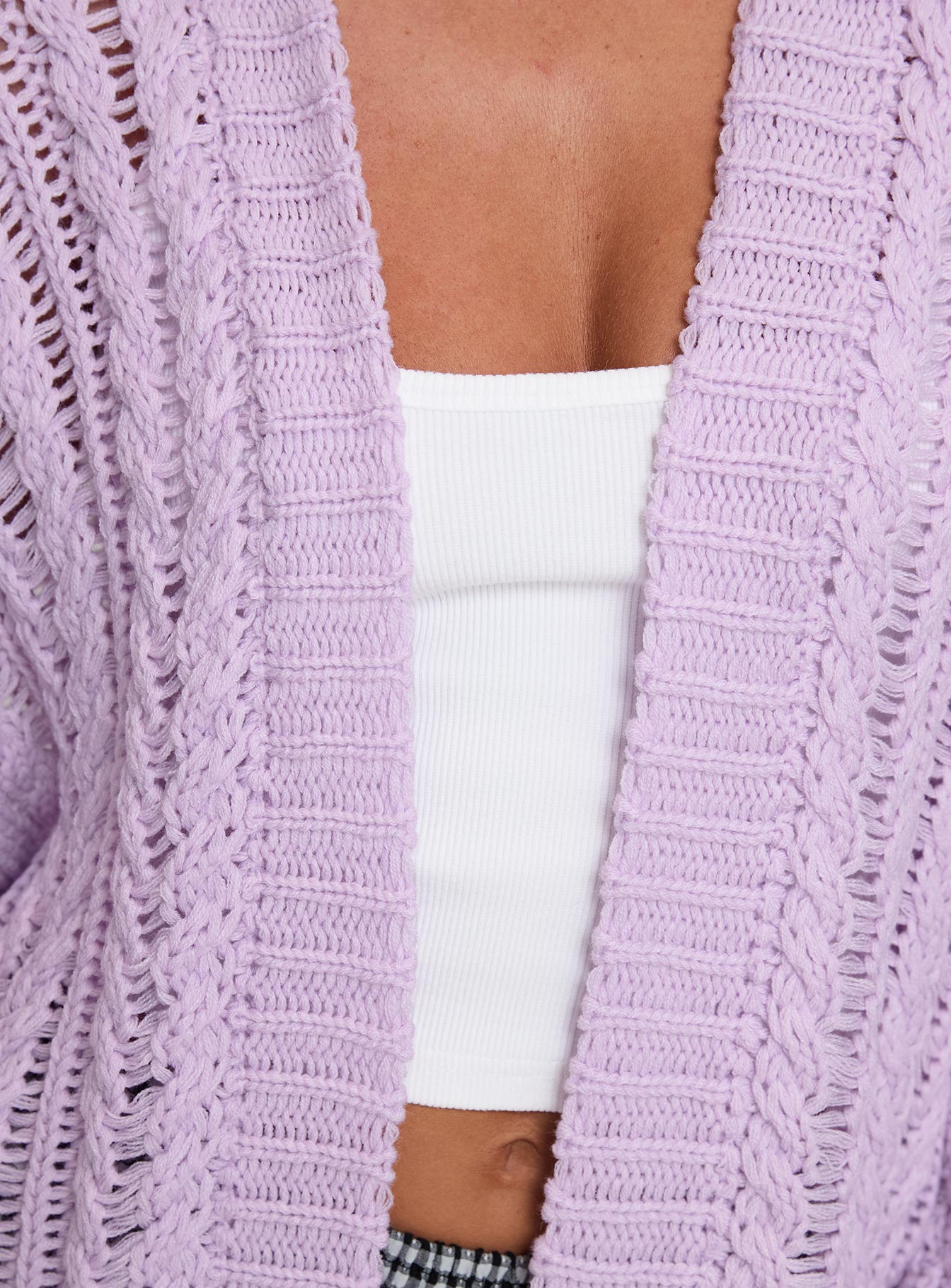 Abner Cable Cardigan Lilac