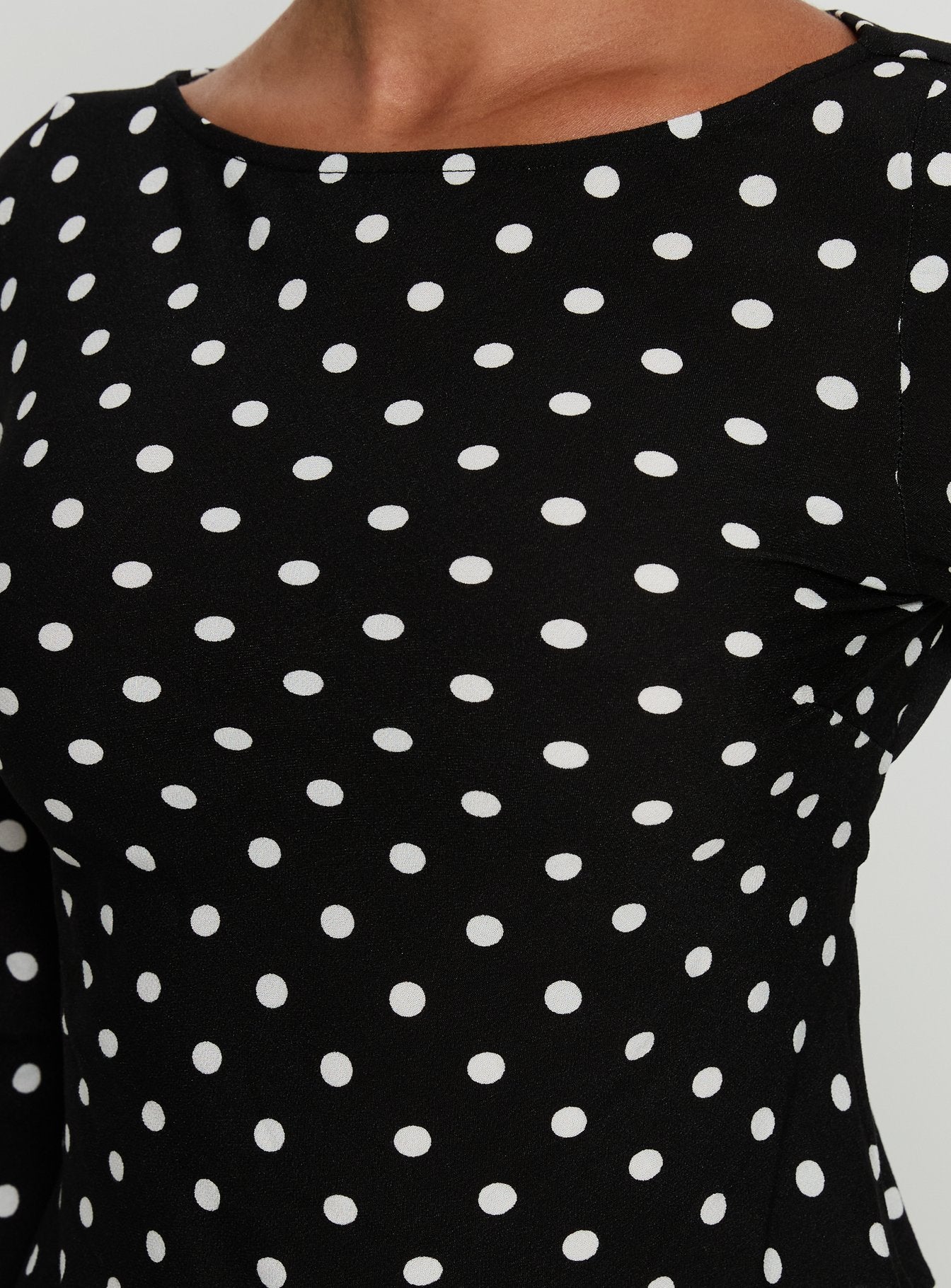 Lady Lady Long Sleeve Backless Top Black / White Polka