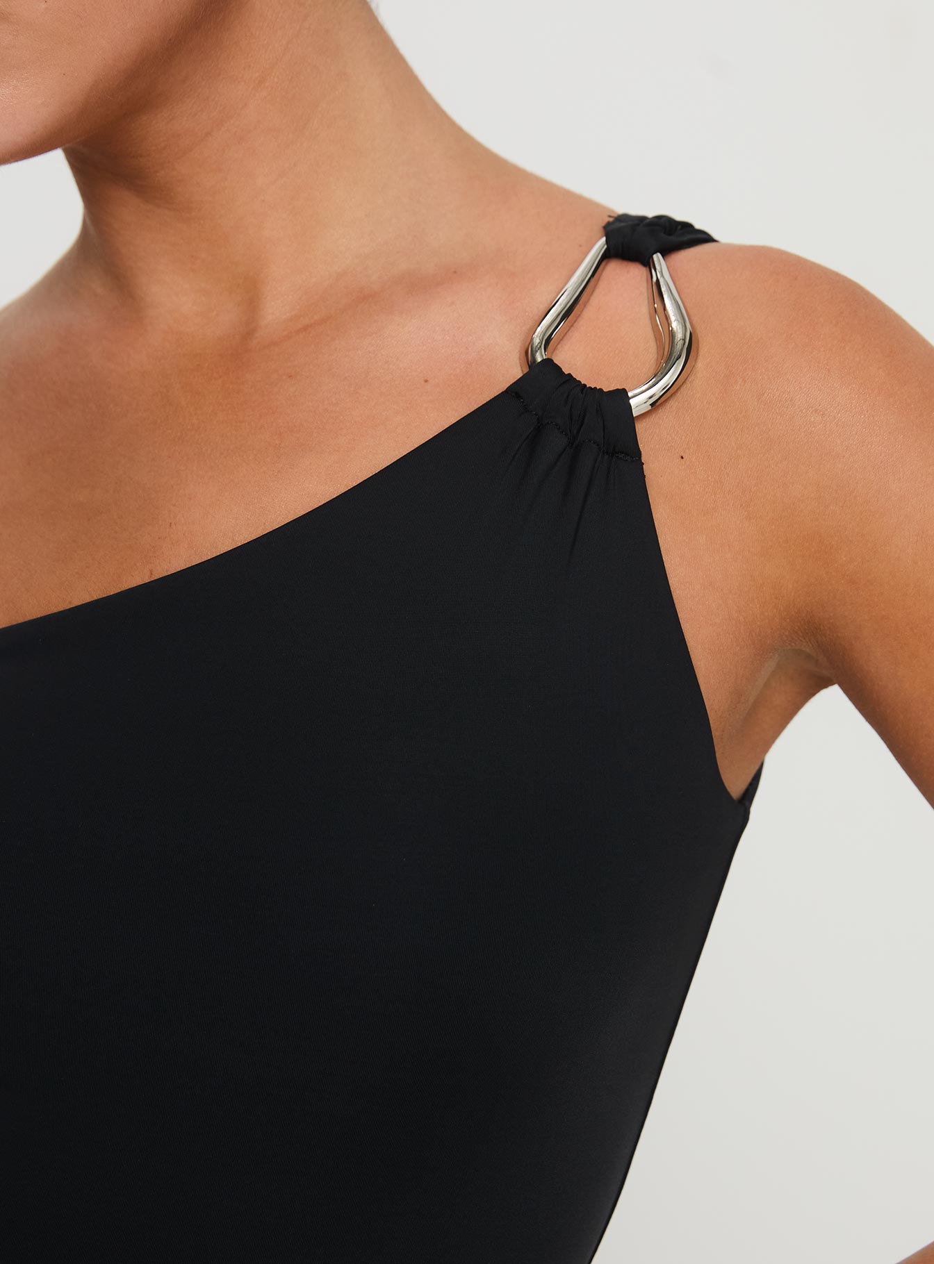 Talija One Shoulder Bodysuit Black Tall