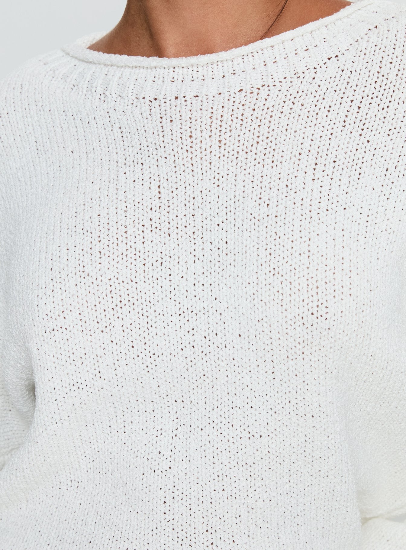 Reannon Wide Neck Knit Sweater White