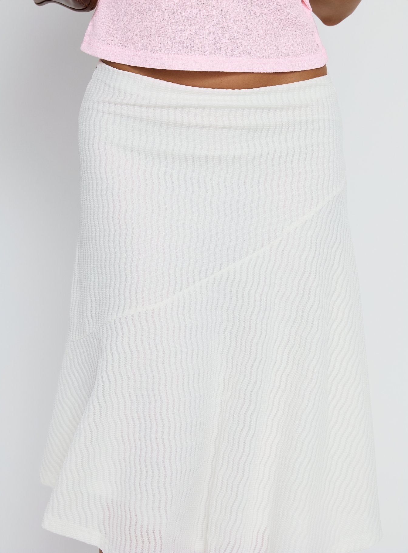 Adrea Asymmetrical Midi Skirt White