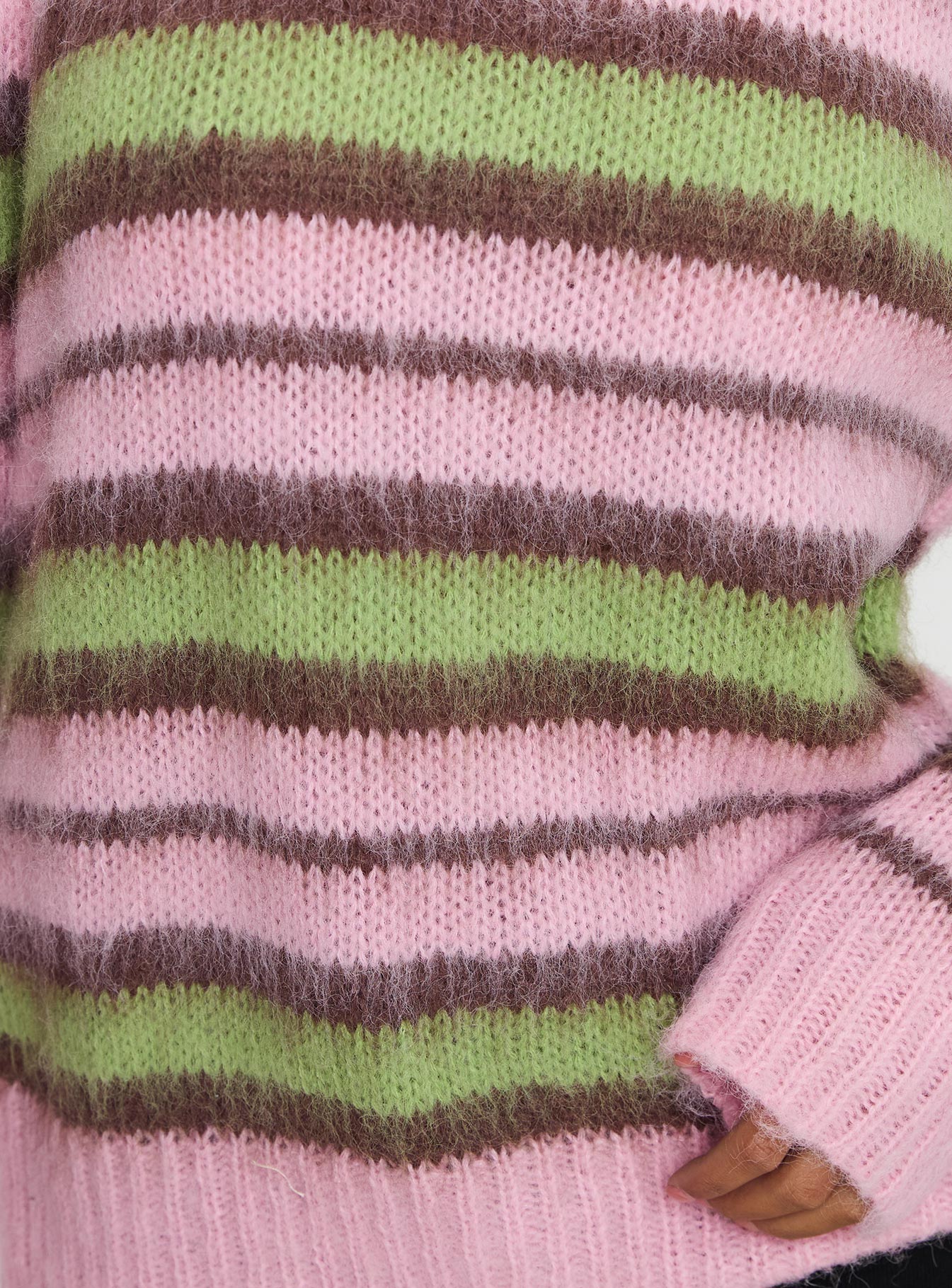 Maysie Crew Neck Knit Sweater Green / Pink