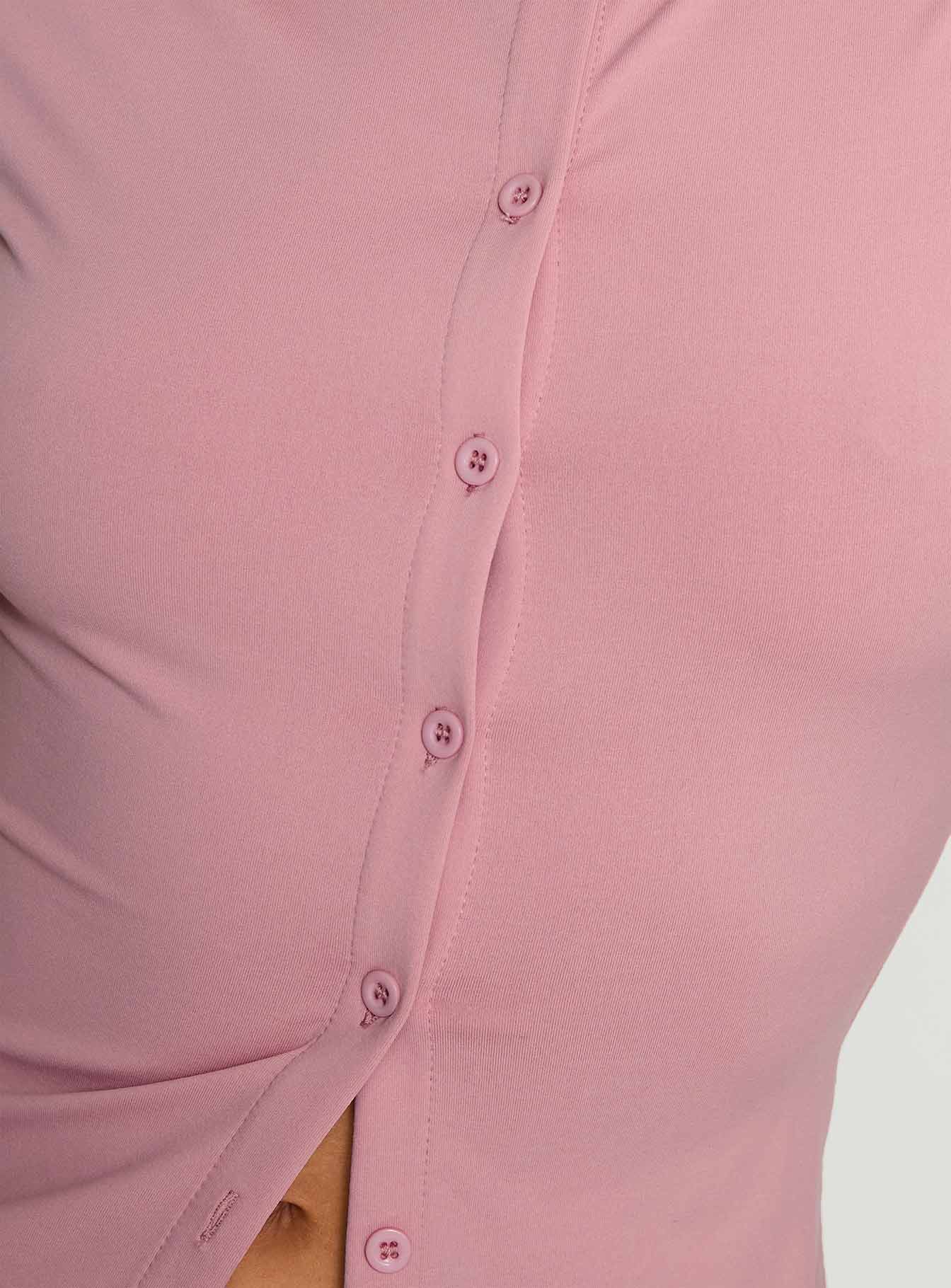 Are We Clear Button Up Top Pink