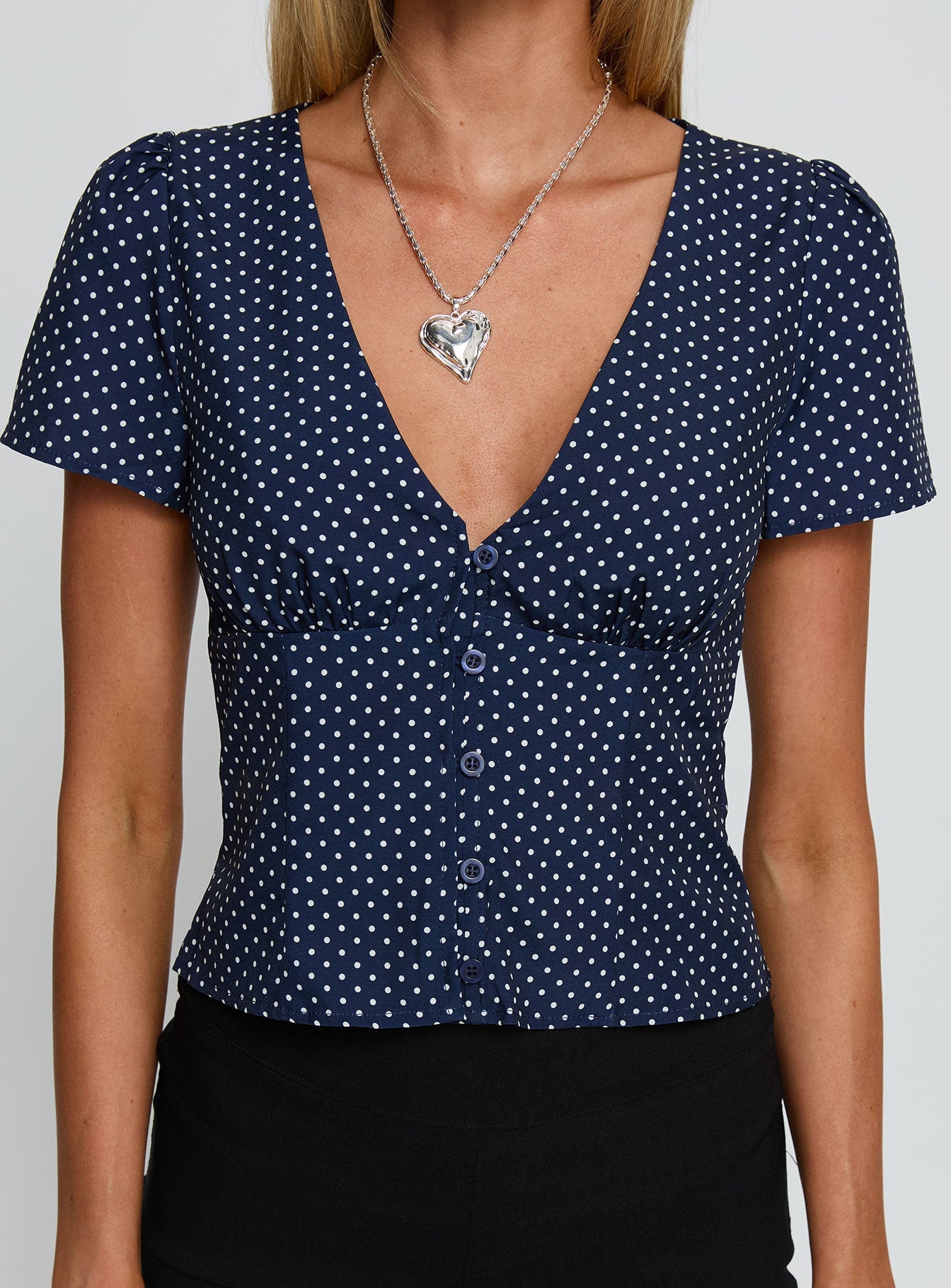 Isolda Top Navy Polka