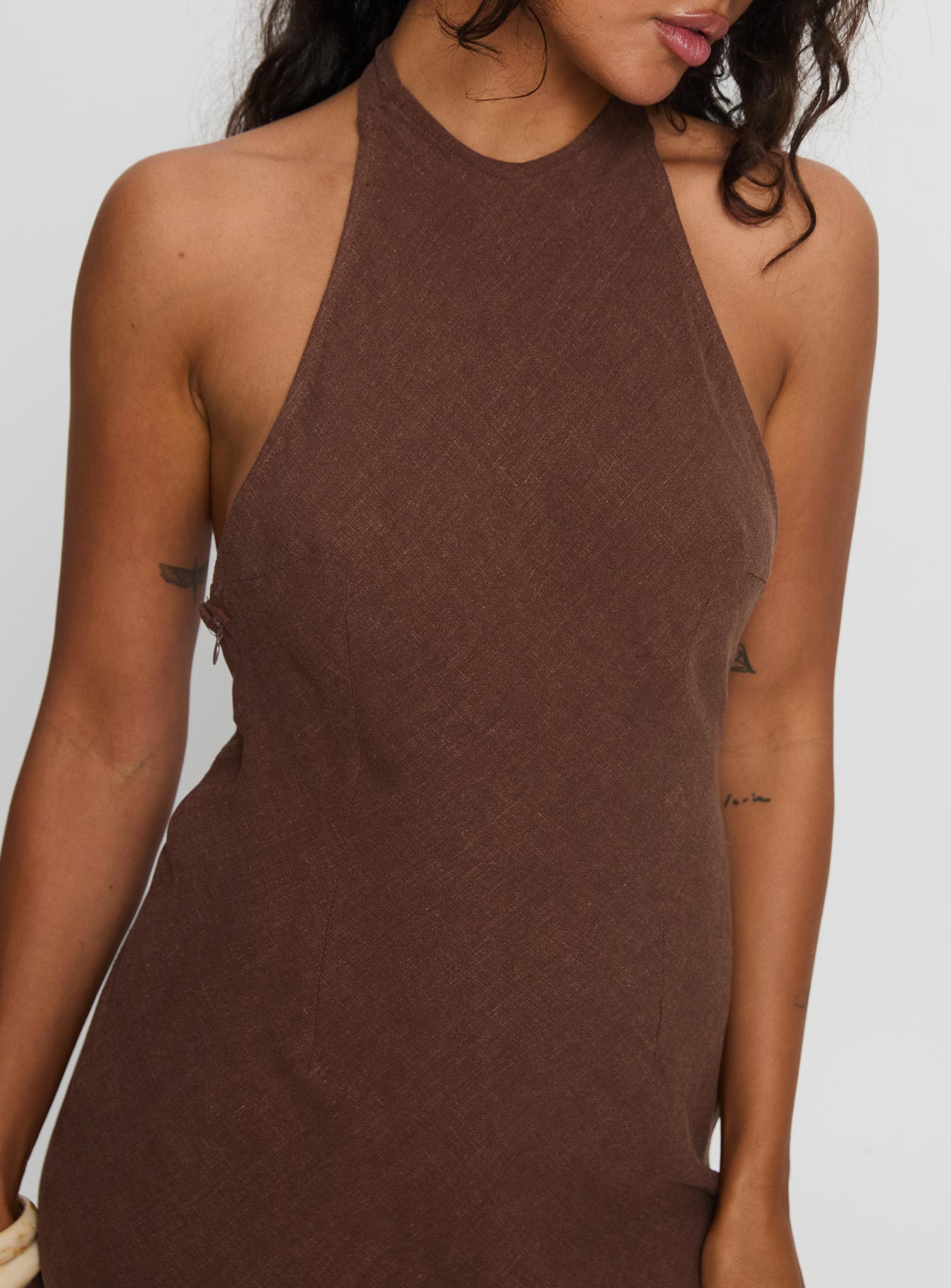 Annetta Halter Maxi Dress Chocolate
