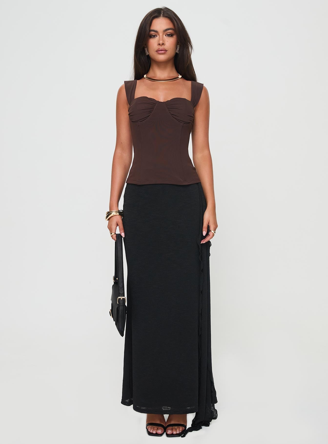 Kyrie Longline Corset Top Brown