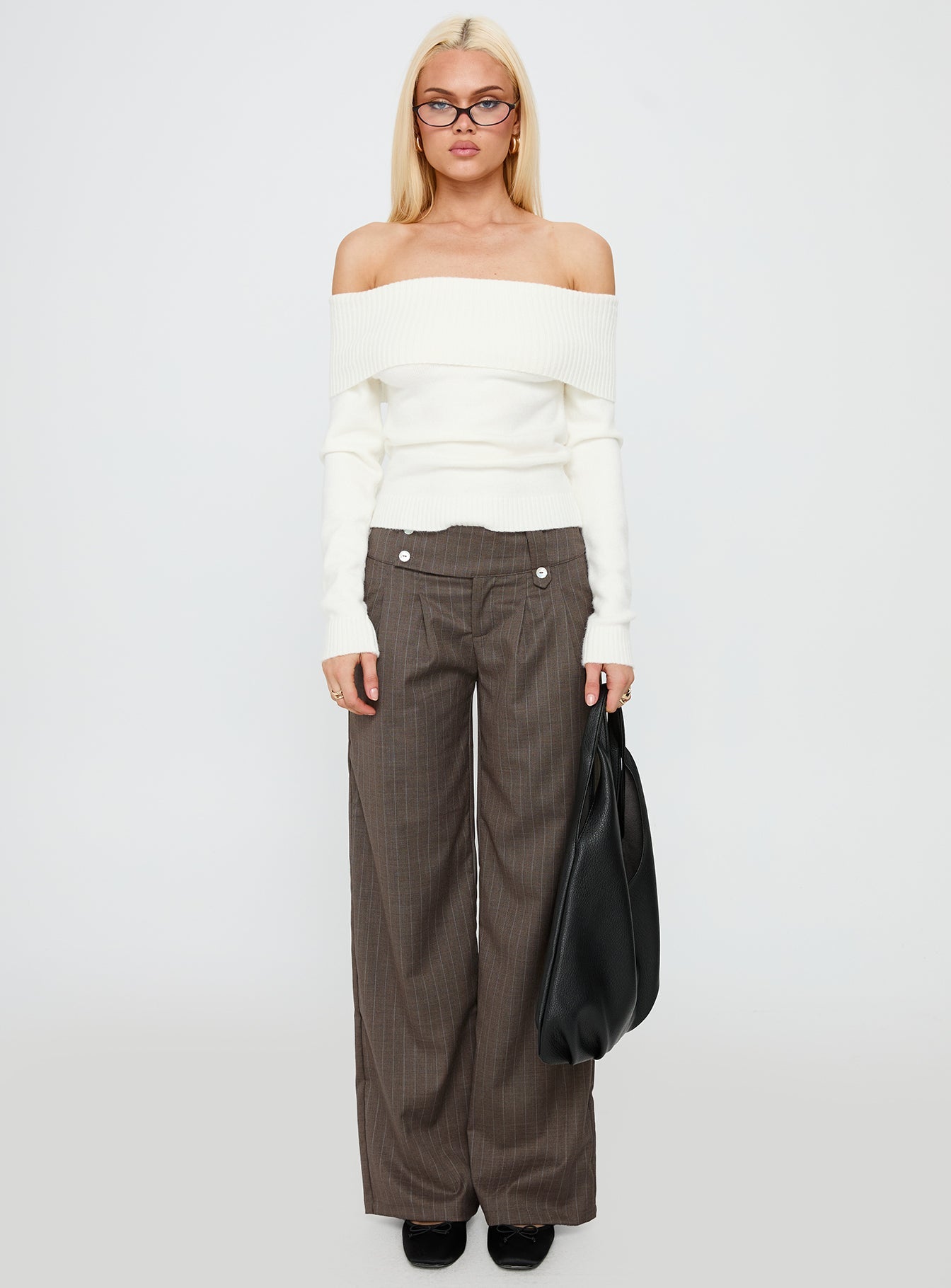 Briellea Thick Waistband Pant Pinstripe