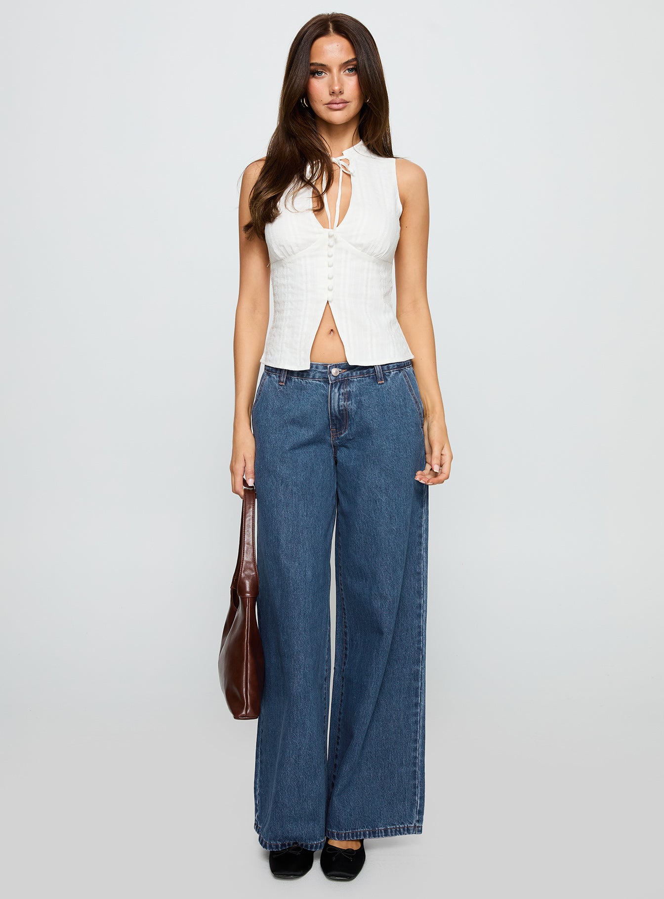 Hyde Low Rise Wide Leg Jeans Mid Blue