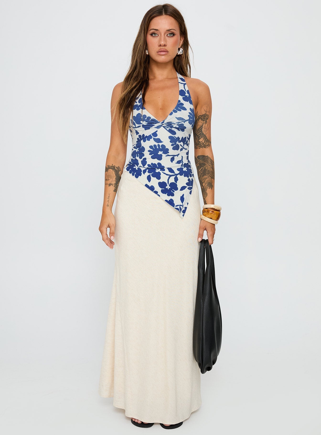 Chilli Halter Top Blue Floral