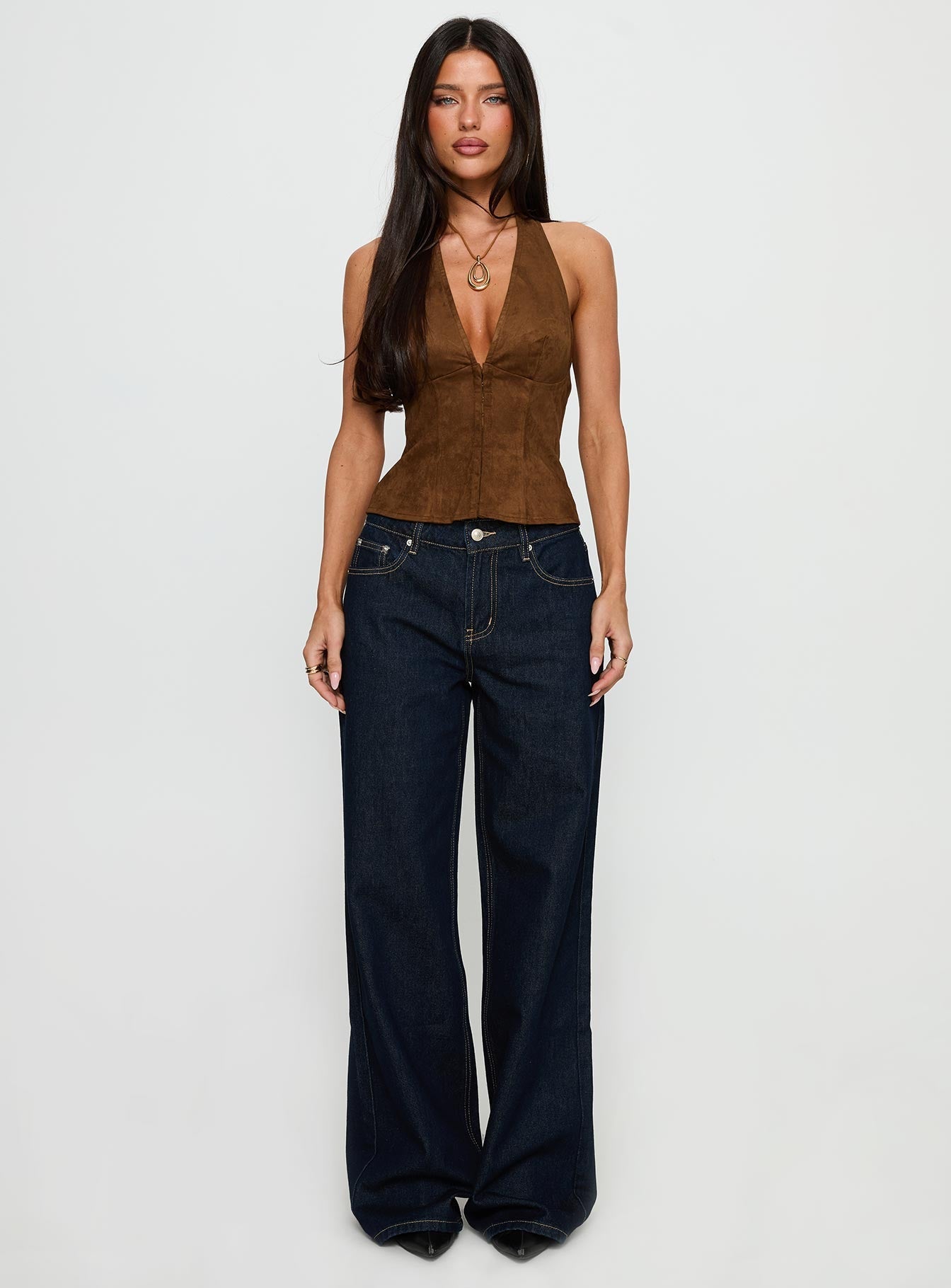 Favourite Reference Mid Rise Straight Leg Jeans Dark Indigo