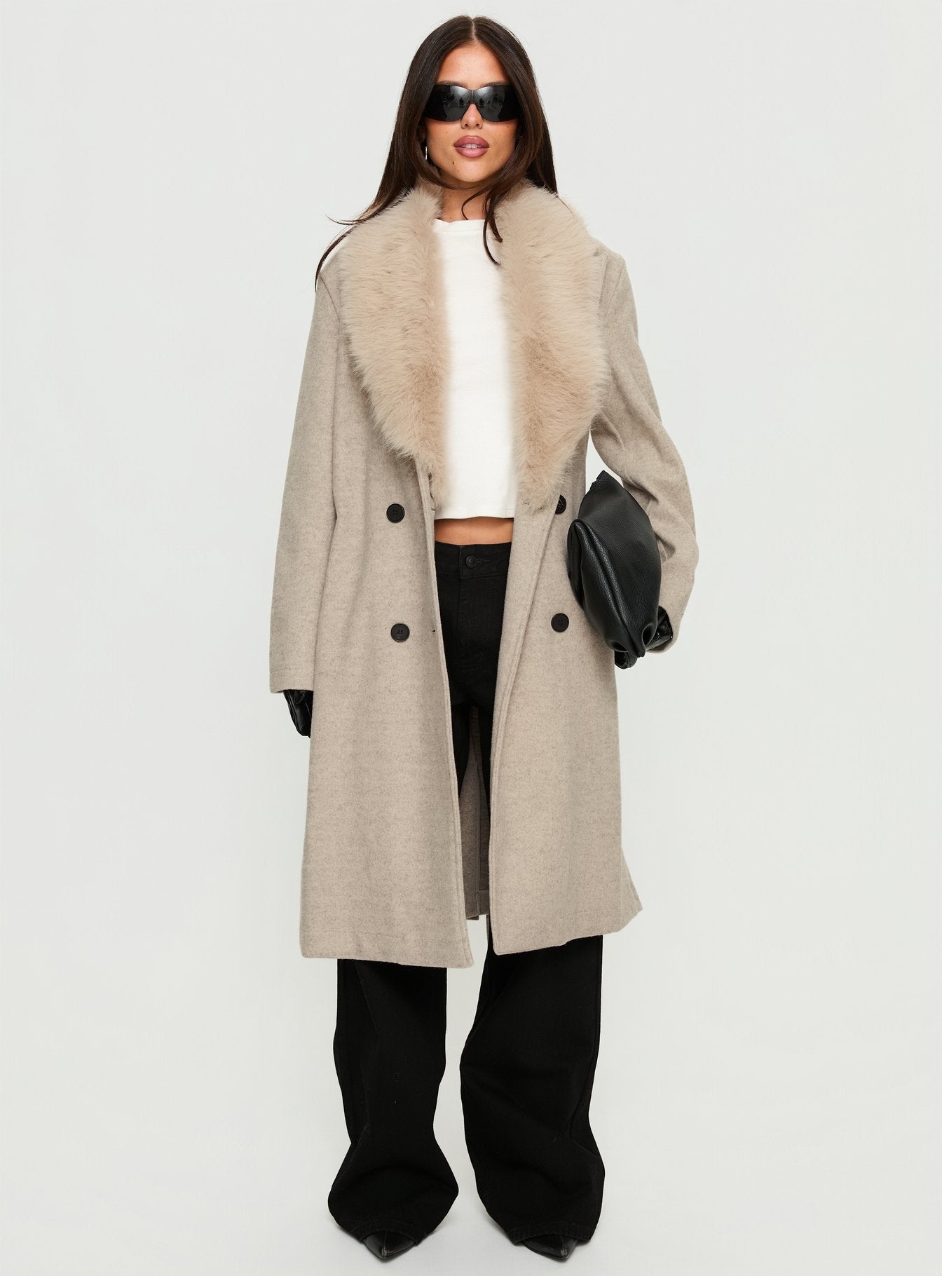 Hallyn Faux Fur Collar Coat Beige