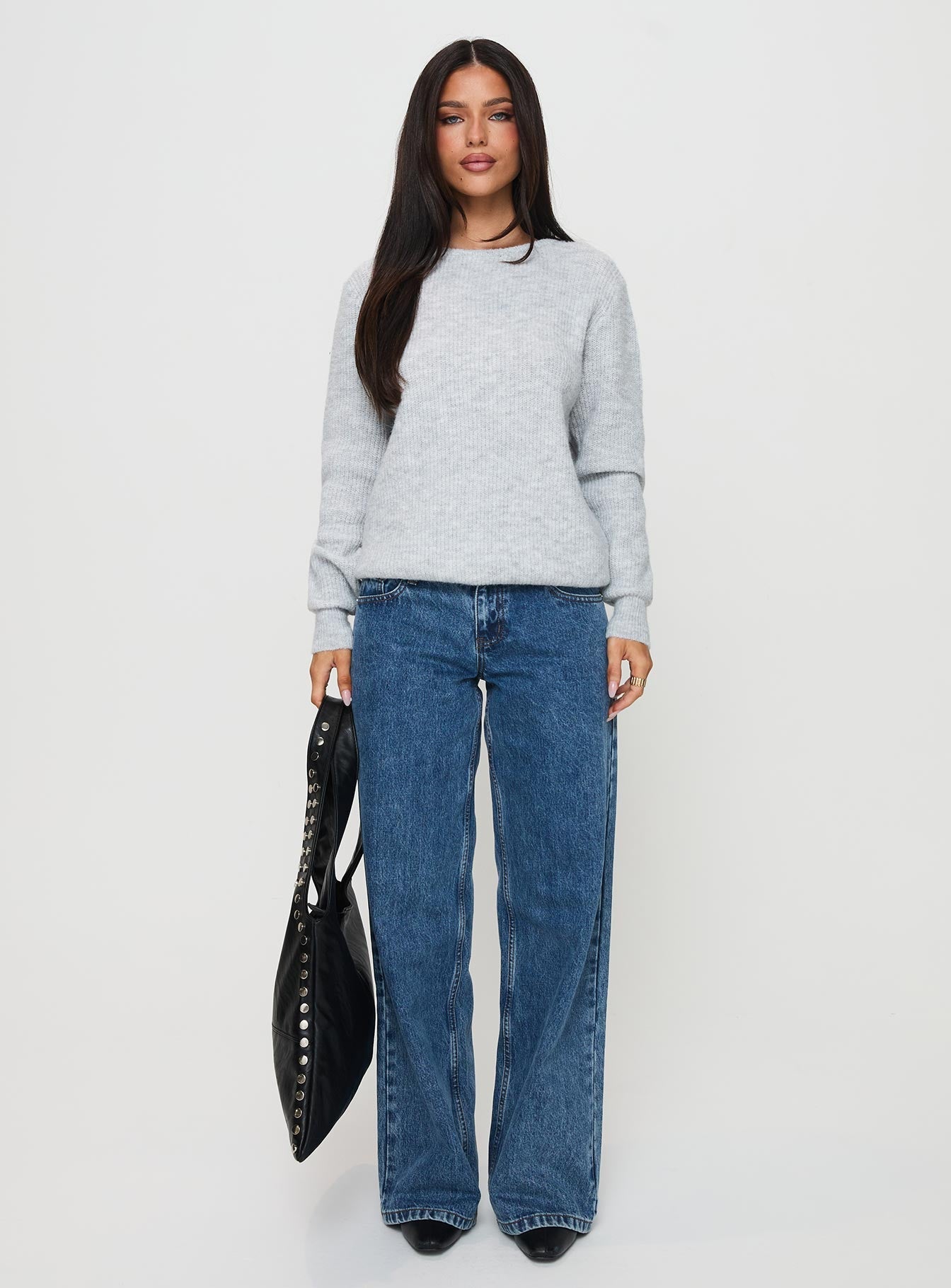 Abrams Rib Knit Crew Sweater Grey Marle