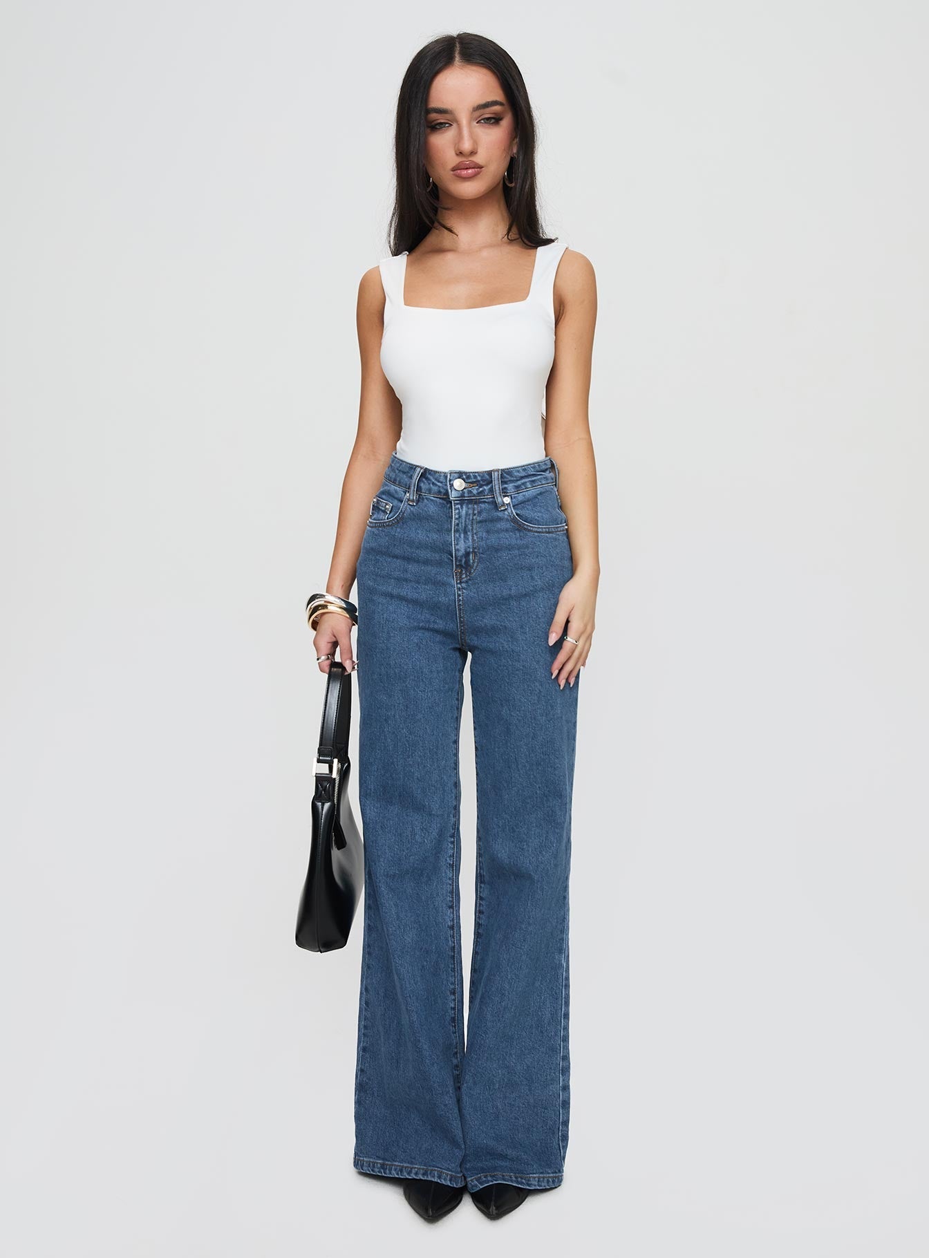 Lucille High Rise Flared Jeans Mid Wash