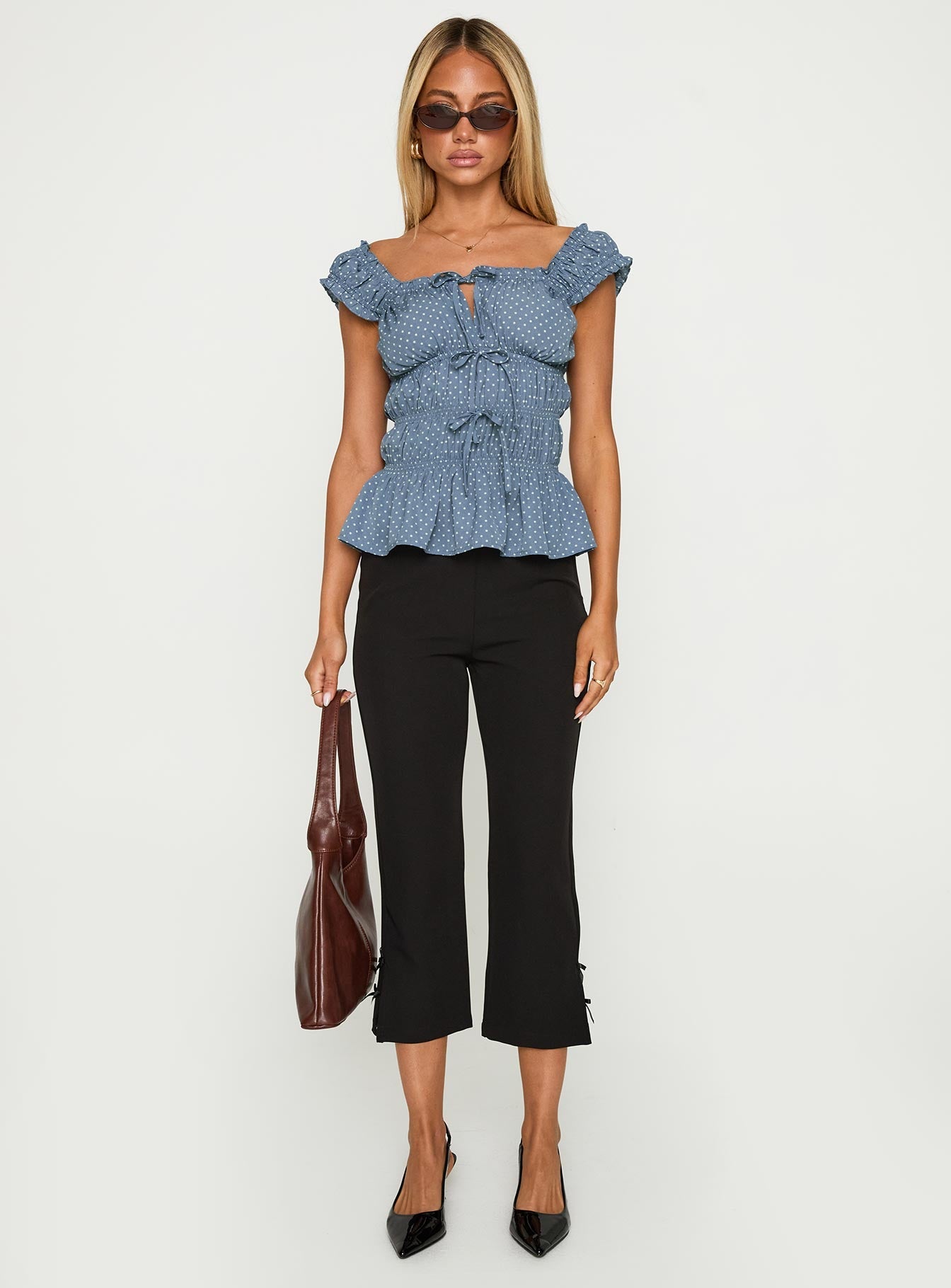 Scouts Honour Shirred Top Blue / White