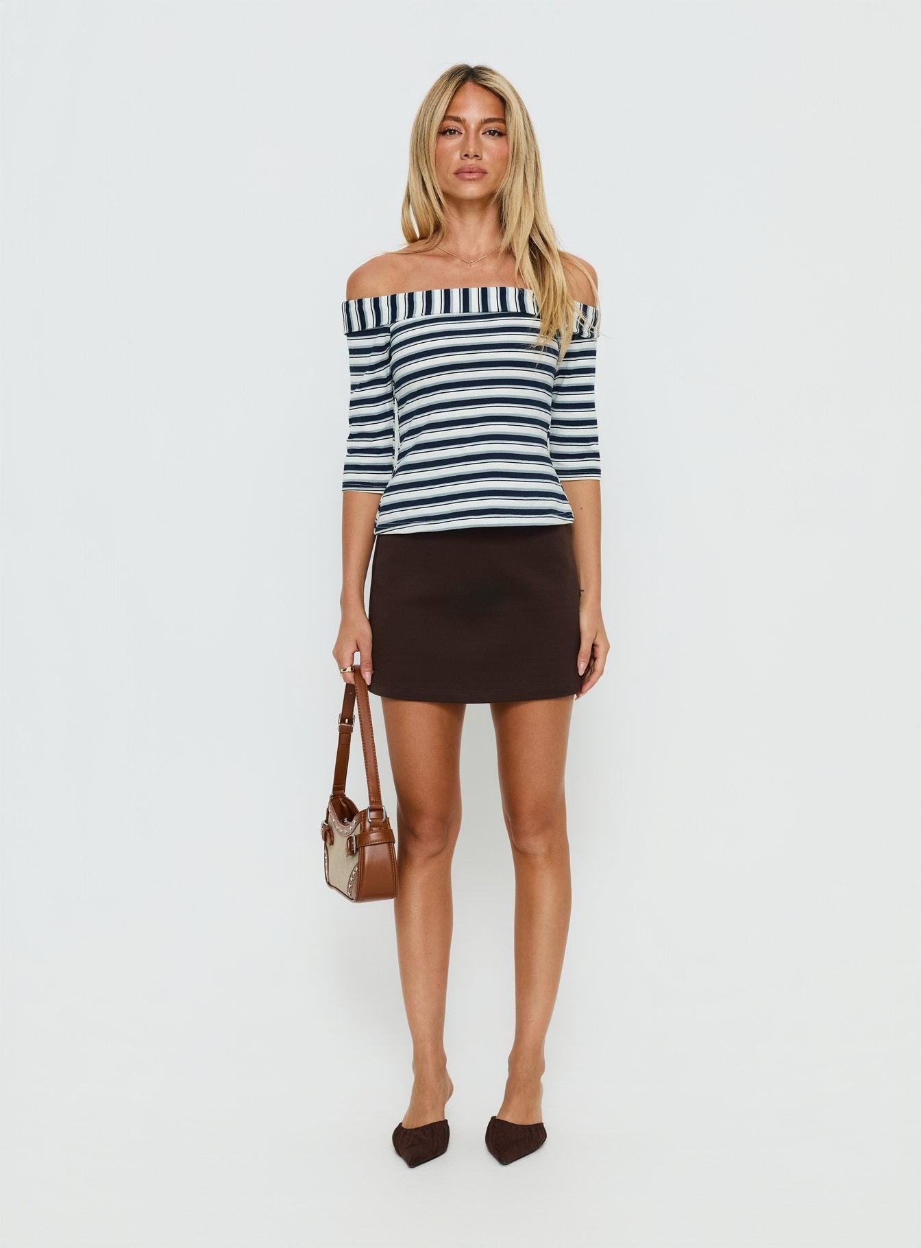 Dinnie Faux Suede Mini Skirt Brown