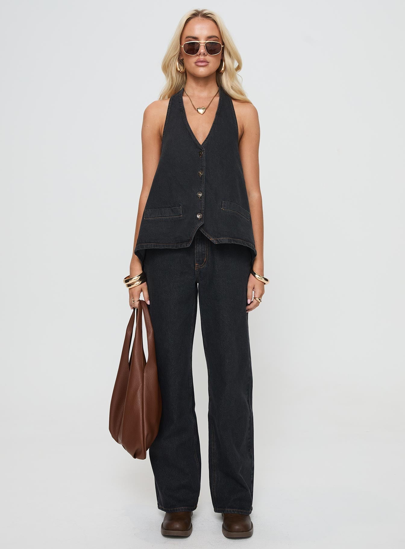 Top Model Low Rise Straight Leg Jeans Charcoal