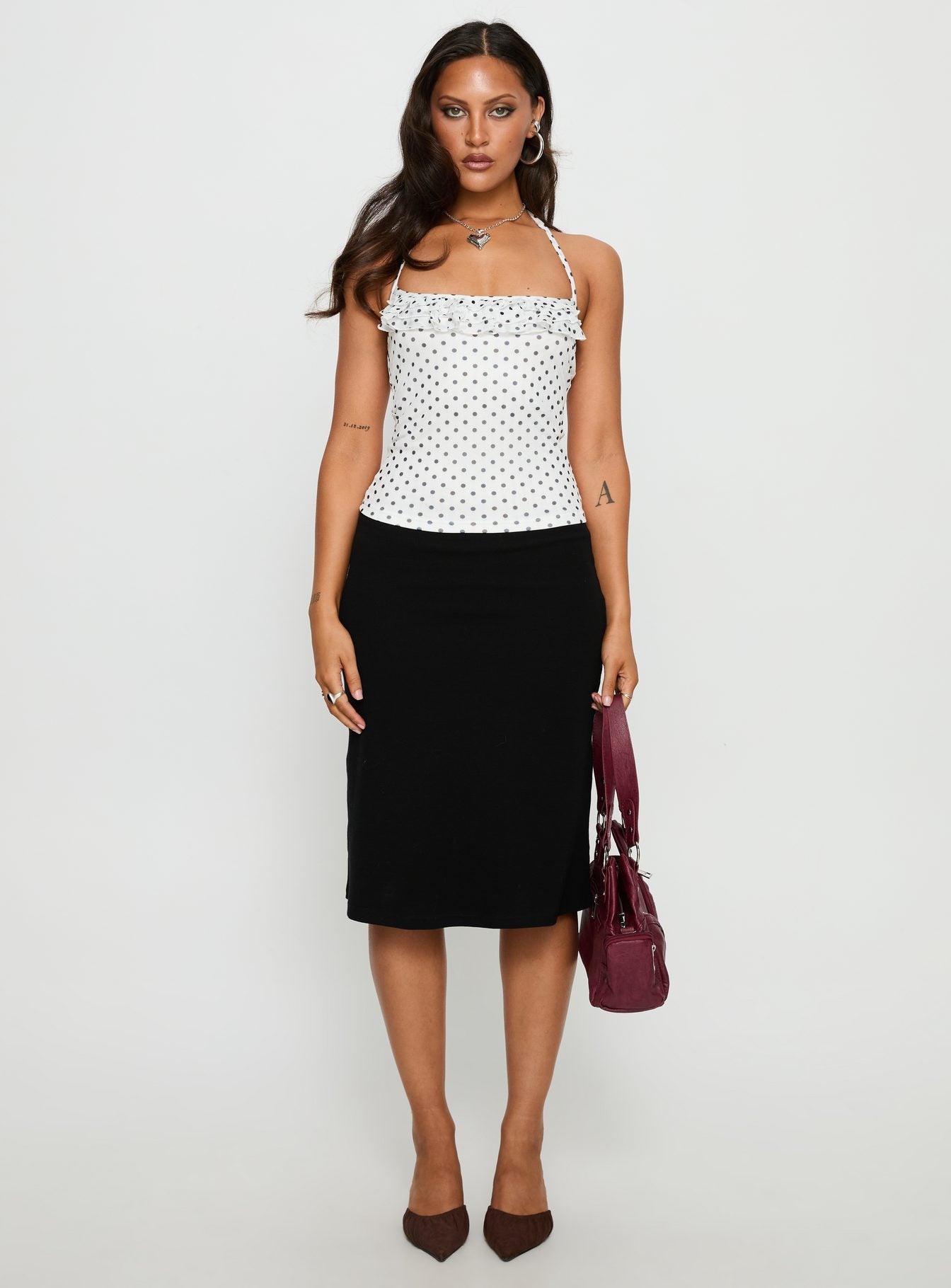 Days Of Summer Ruffle Top White Polka Dot
