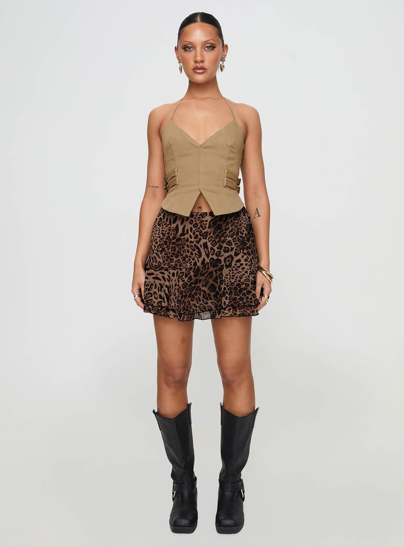 Luned Mini Skirt Leopard Tall