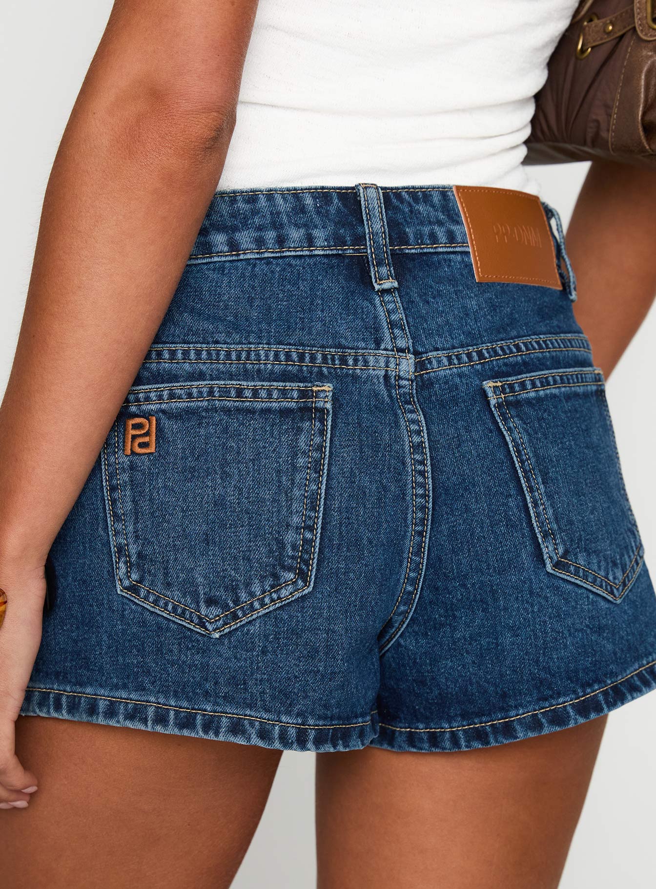 Dreamful Low Rise Mini Denim Shorts Mid Wash Tall