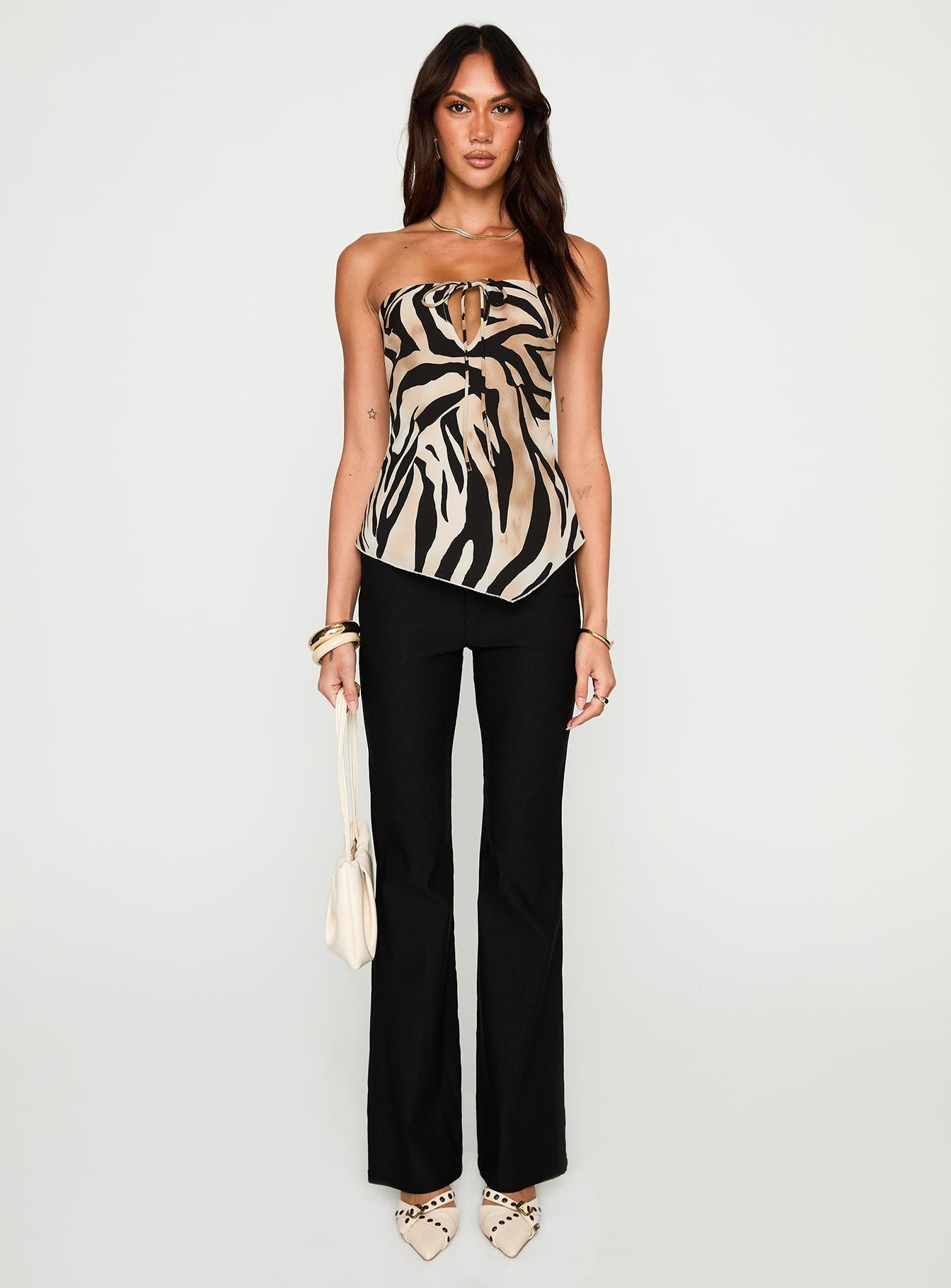 I Wonder Strapless Cut Out Top Tiger