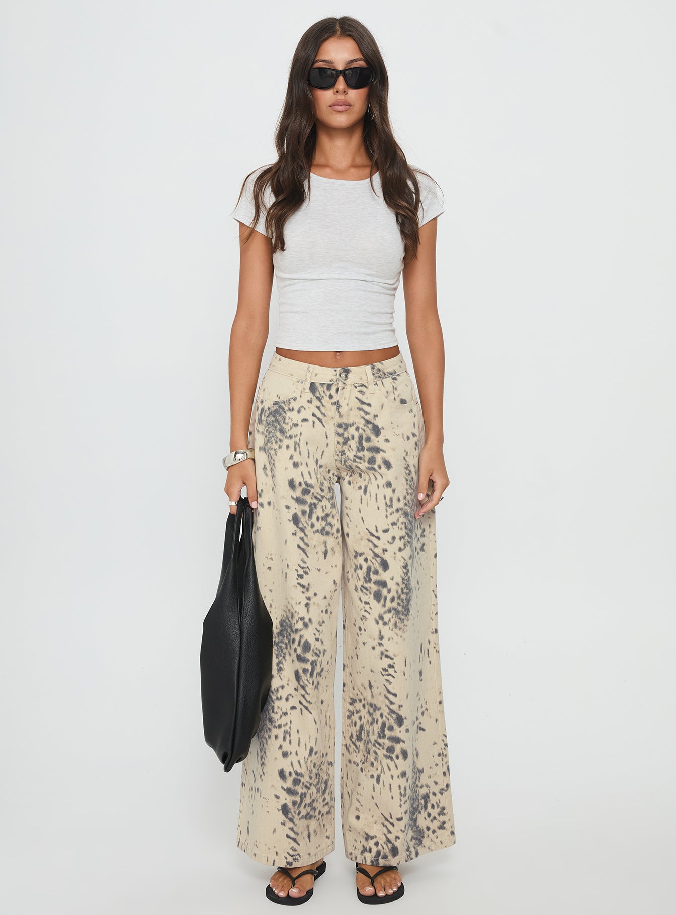 Naylor Mid Rise Wide Leg Jeans Animal Spot