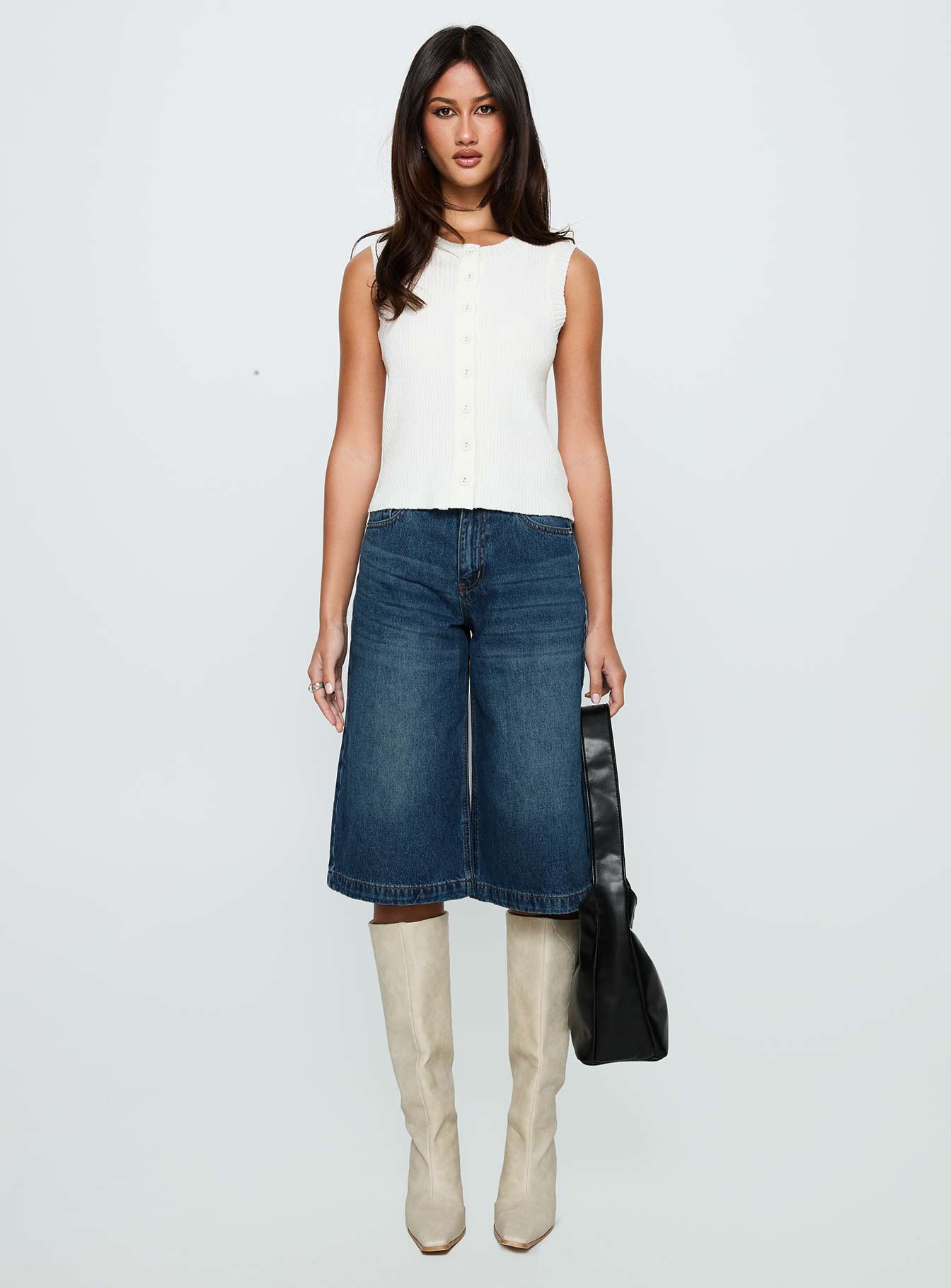 Ollison Longline Denim Shorts Blue