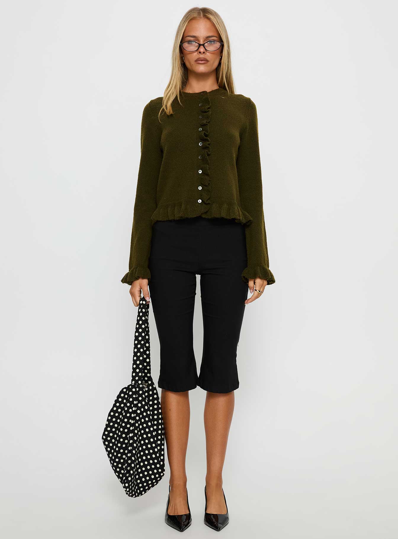 Inclination Frill Cardigan Moss