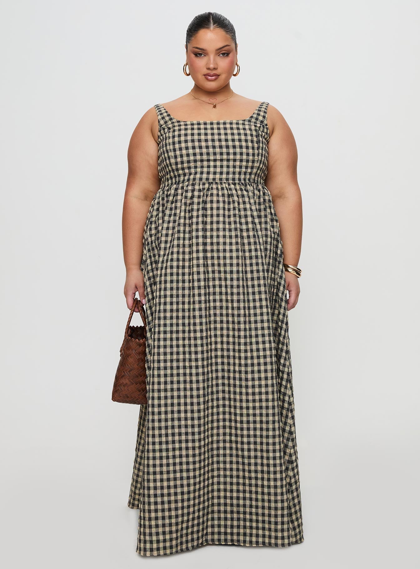 Cartmel Check Maxi Dress Black / Cream Curve