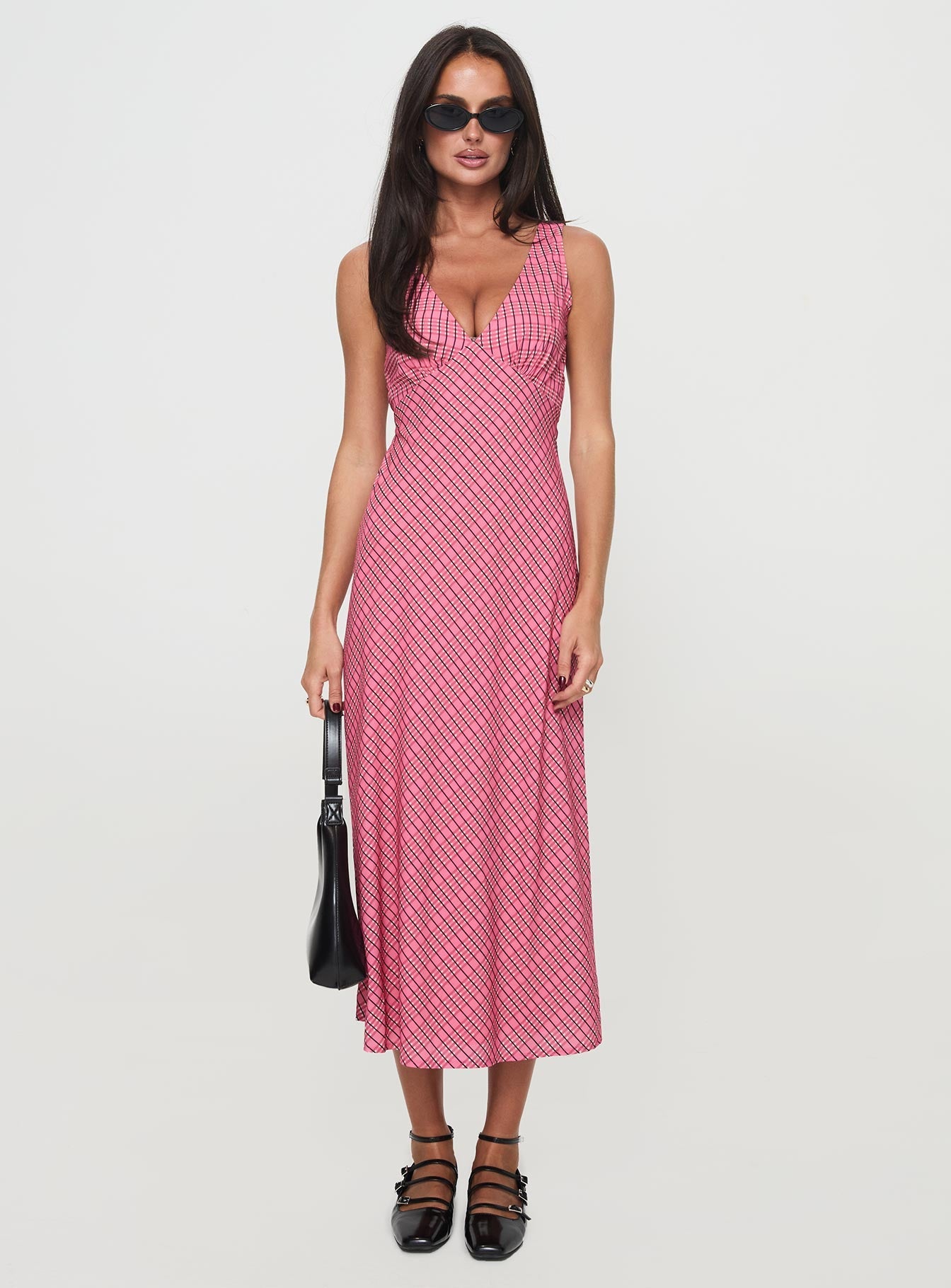 Nellie Midi Dress Pink Check