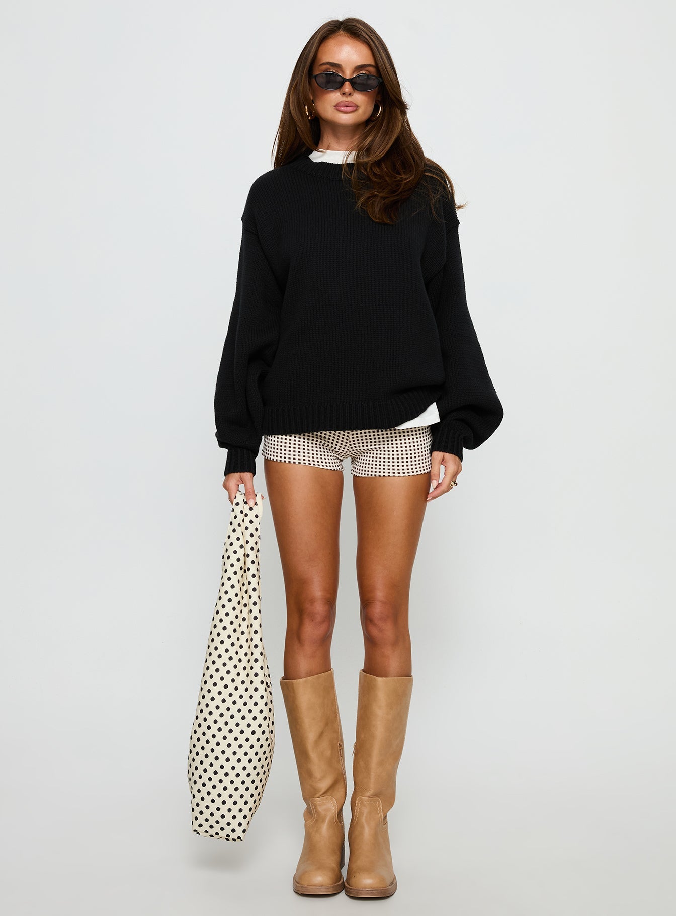 Harmony Balloon Sleeve Knit Sweater Black