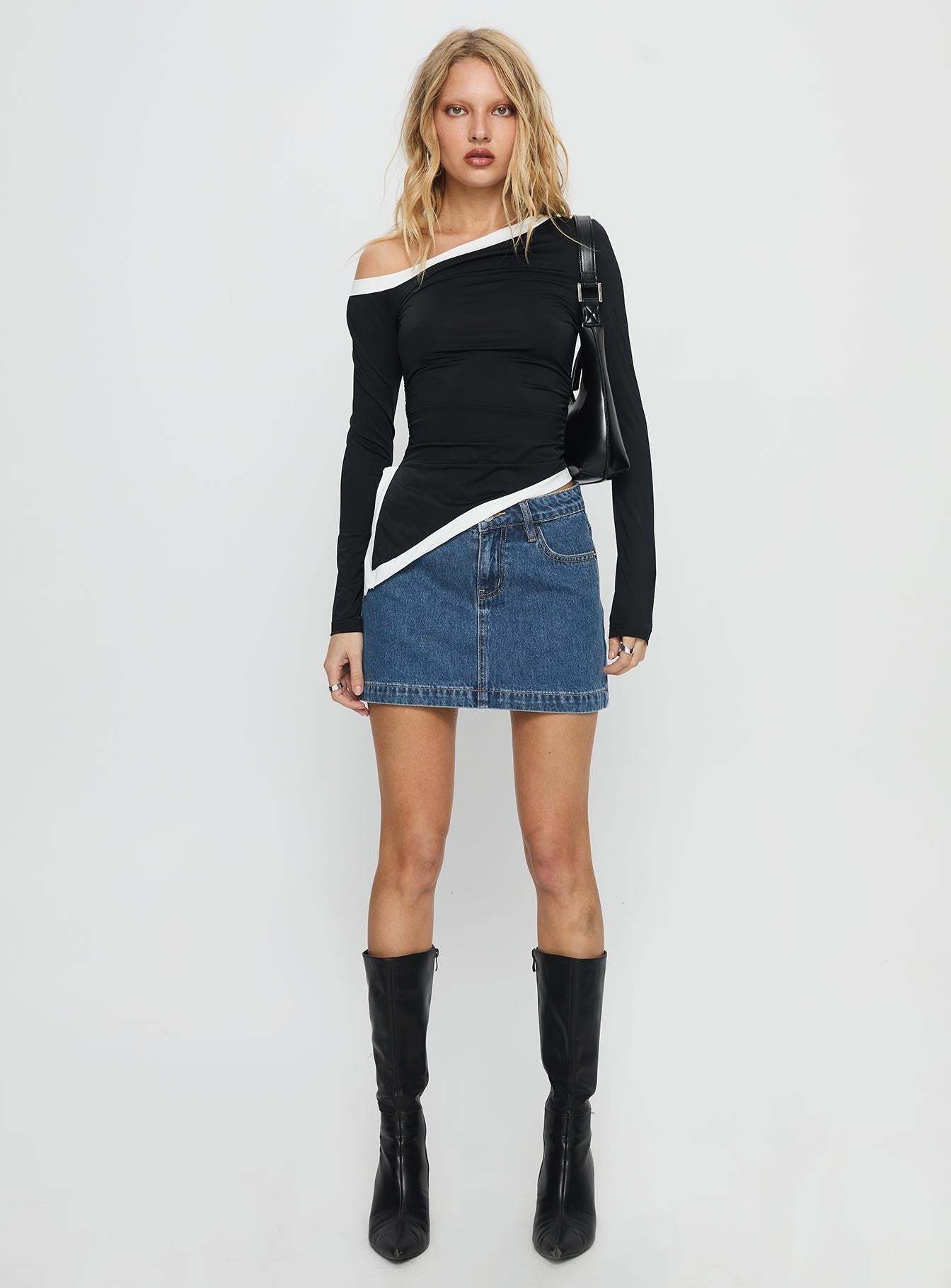 Nickei Denim Mini Skirt Mid Wash Tall