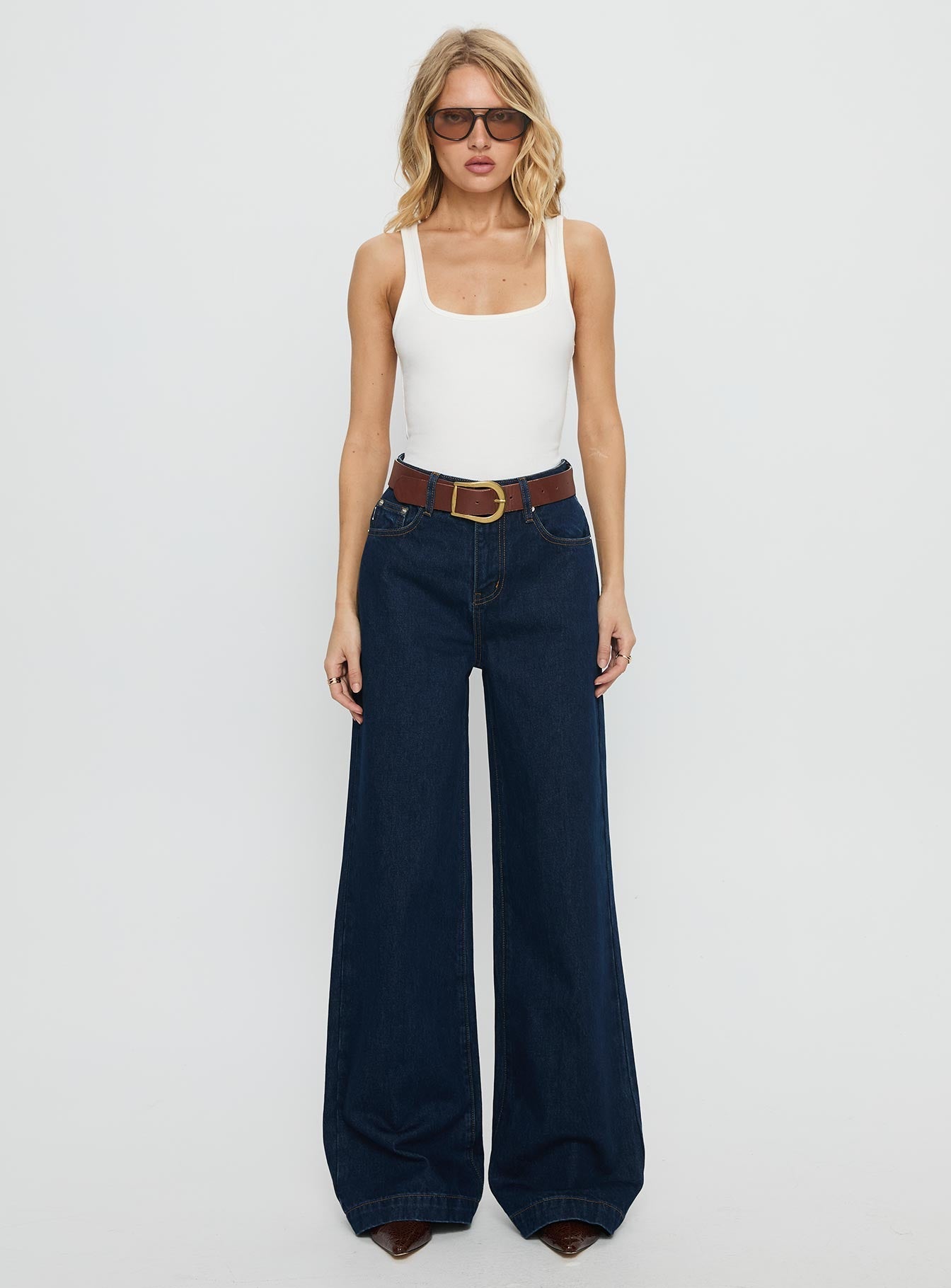 Goldie High Rise Wide Leg Jeans Indigo