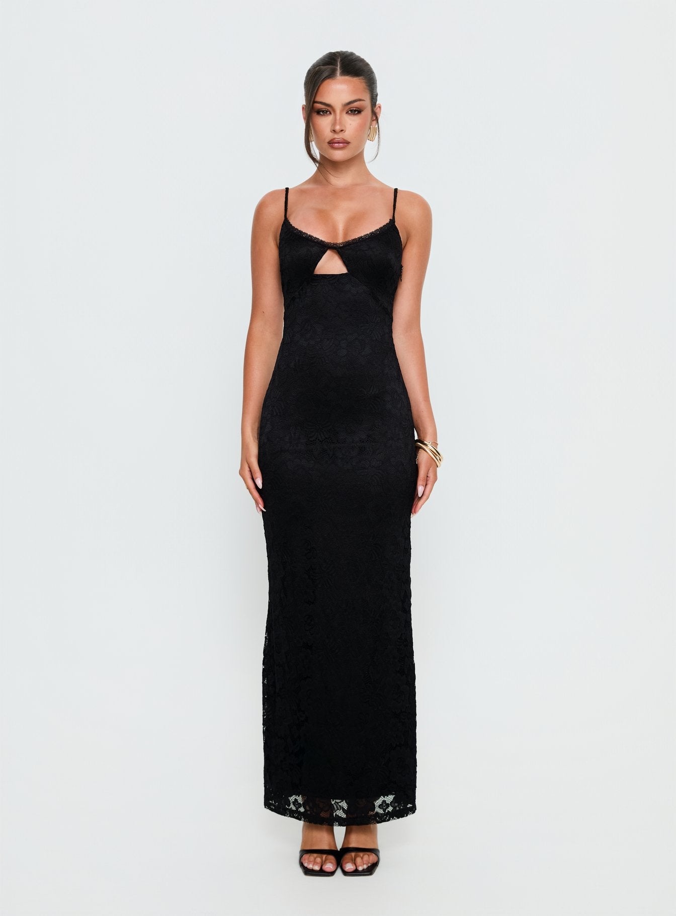 Alannis Lace Maxi Dress Black