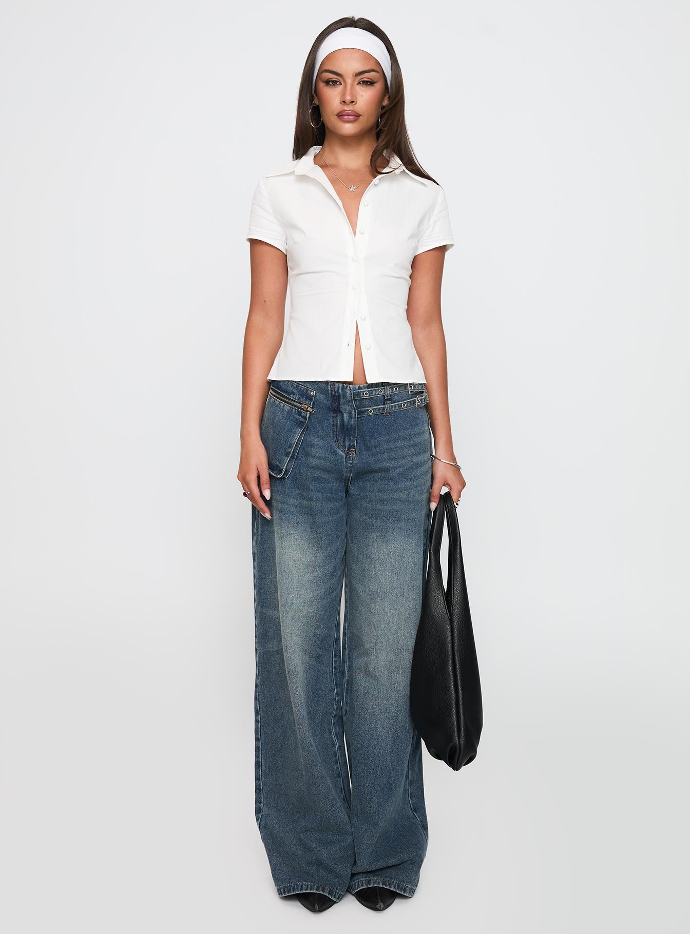 Lift Off Button Up Top White