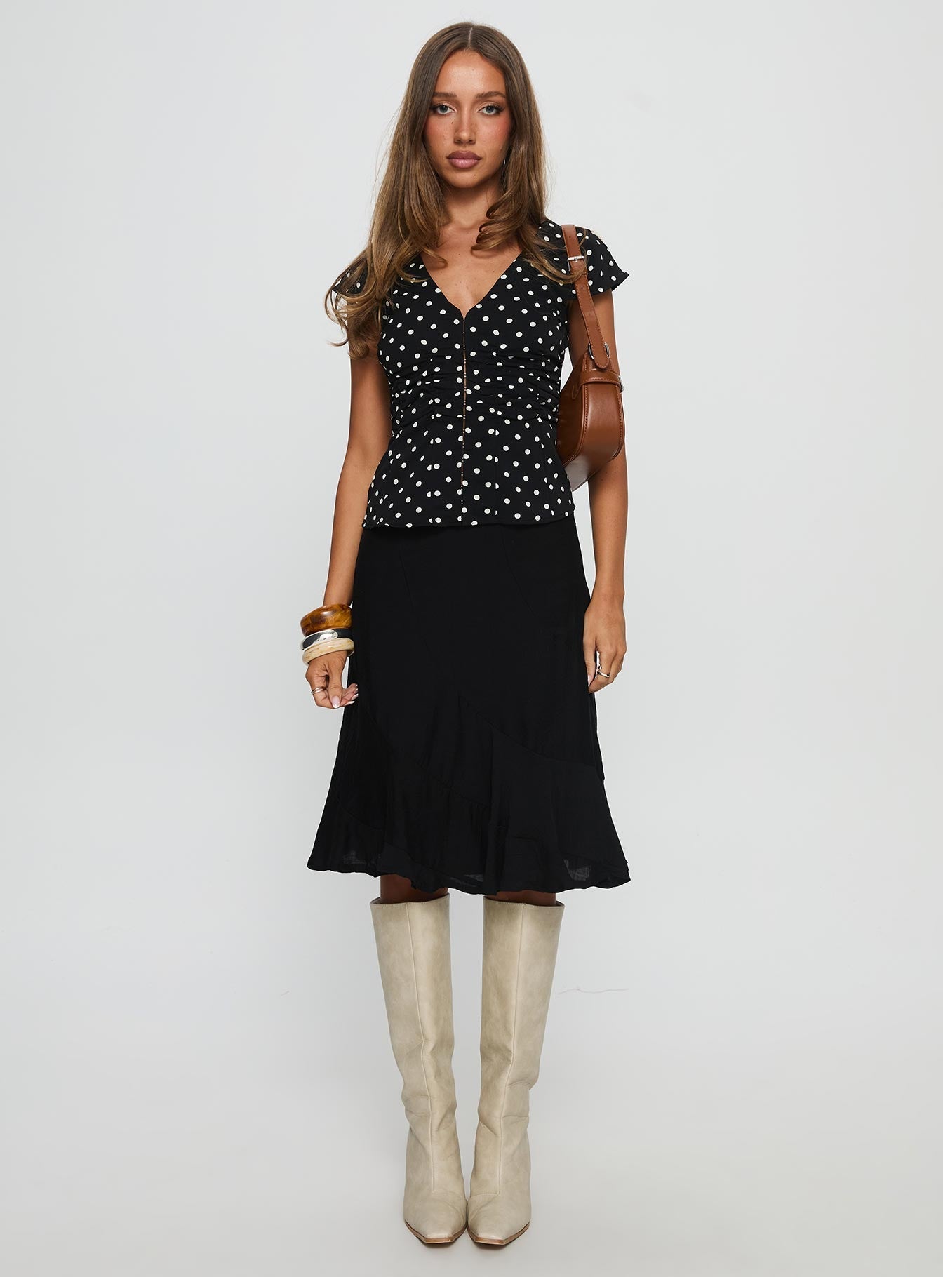 Indulgence Corset Top Black Polka Dot