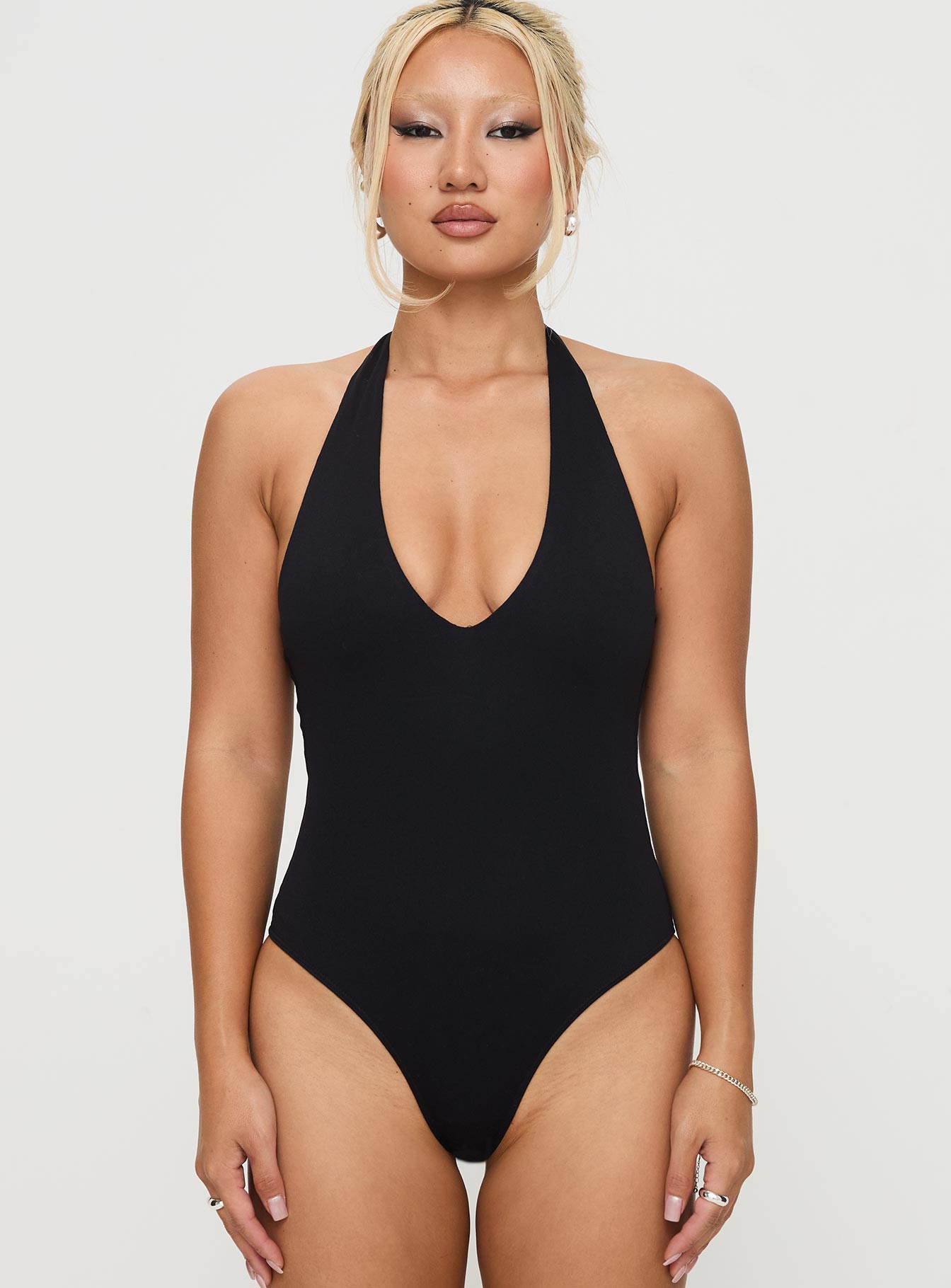 Someone New Halter Bodysuit Black Tall