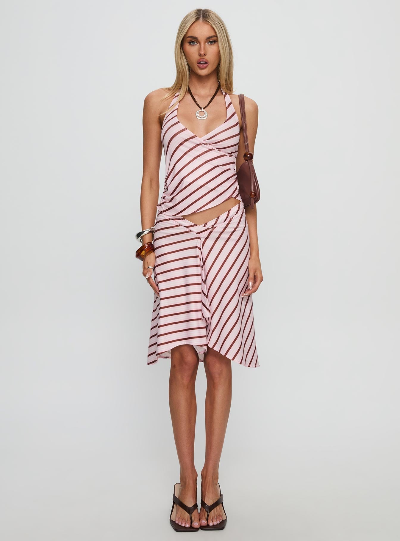 Esmeray Midi Skirt Pink Stripe