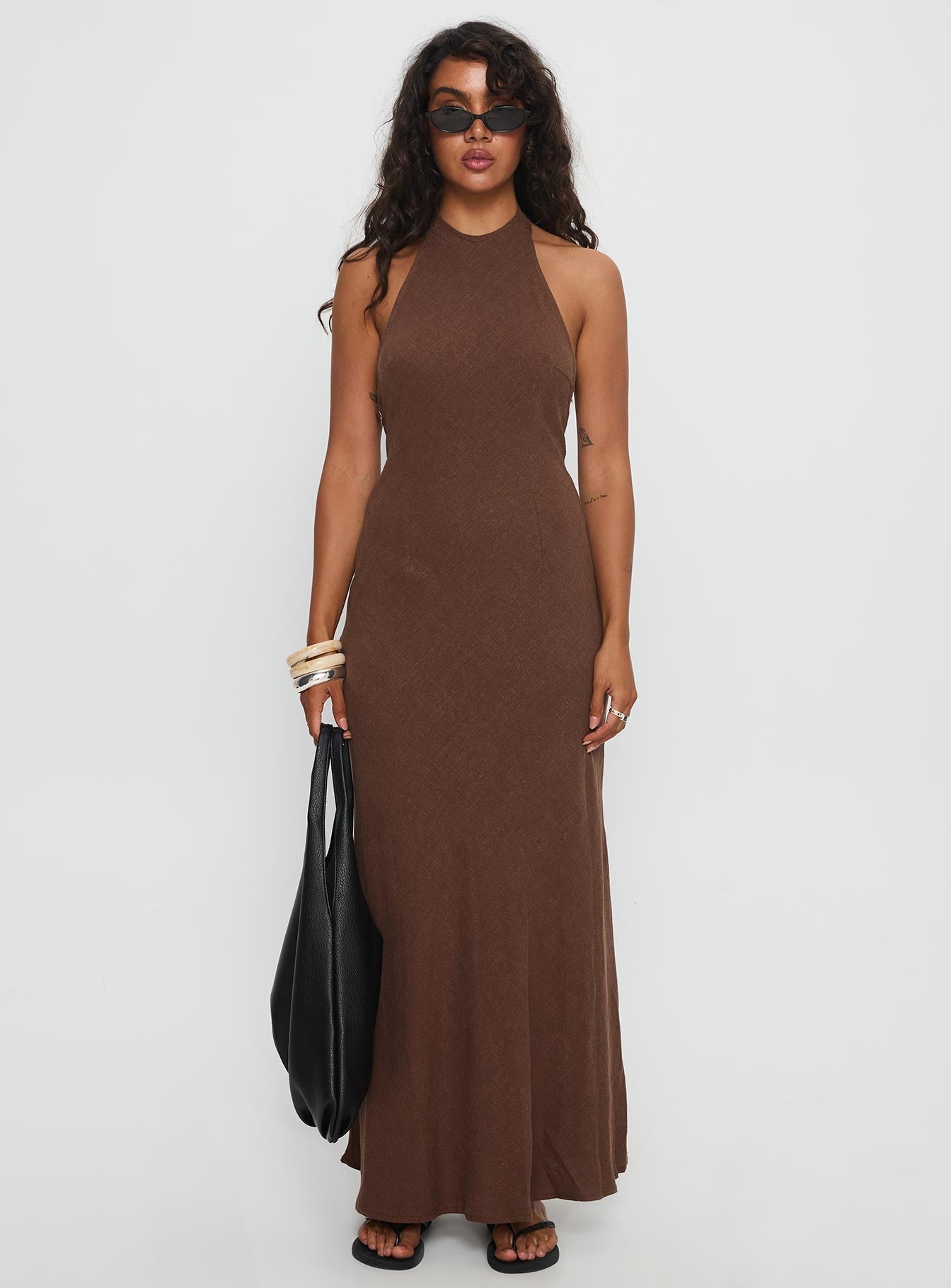 Annetta Halter Maxi Dress Chocolate