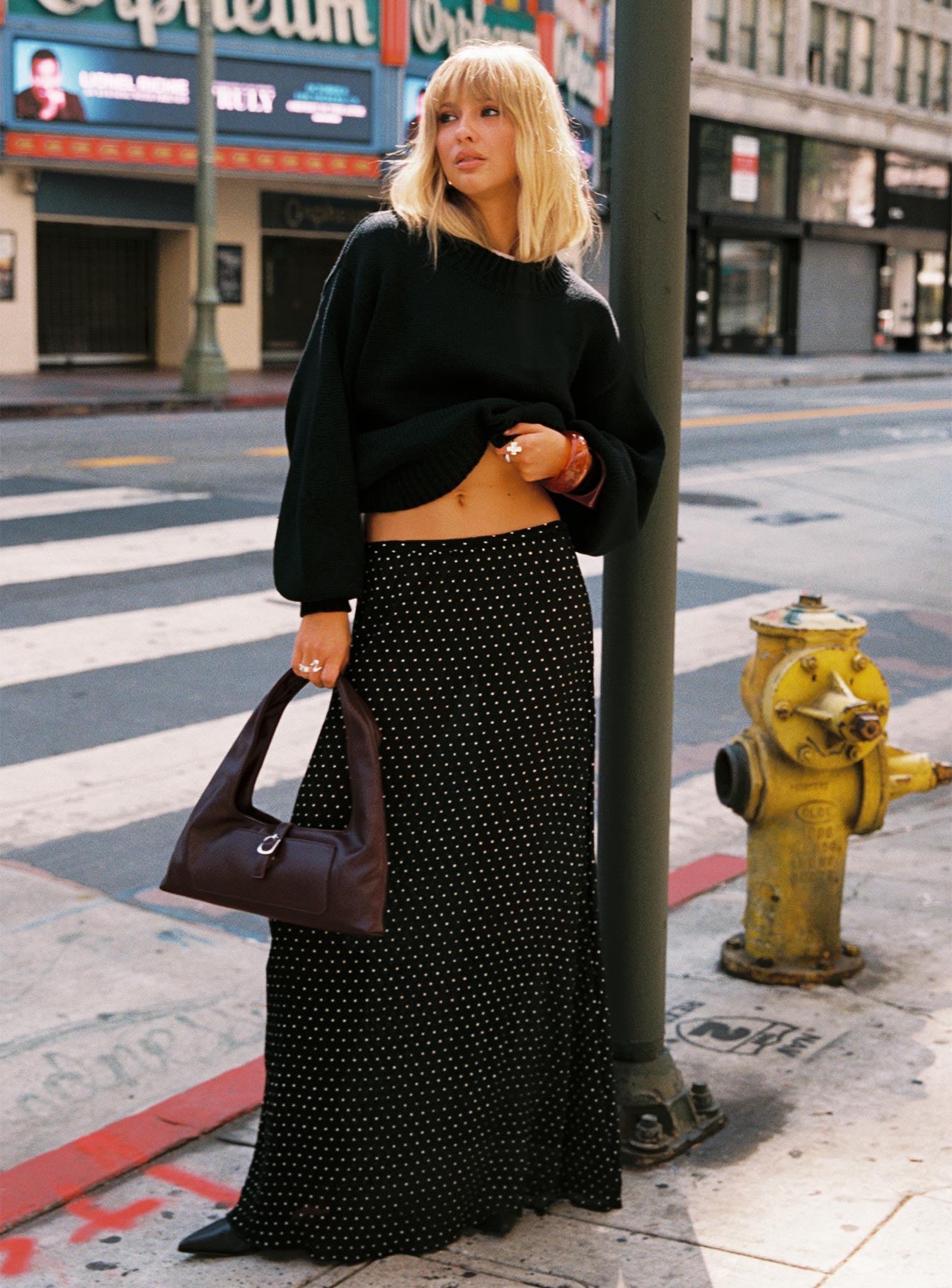 Ford Maxi Skirt Onyx Polka Dot