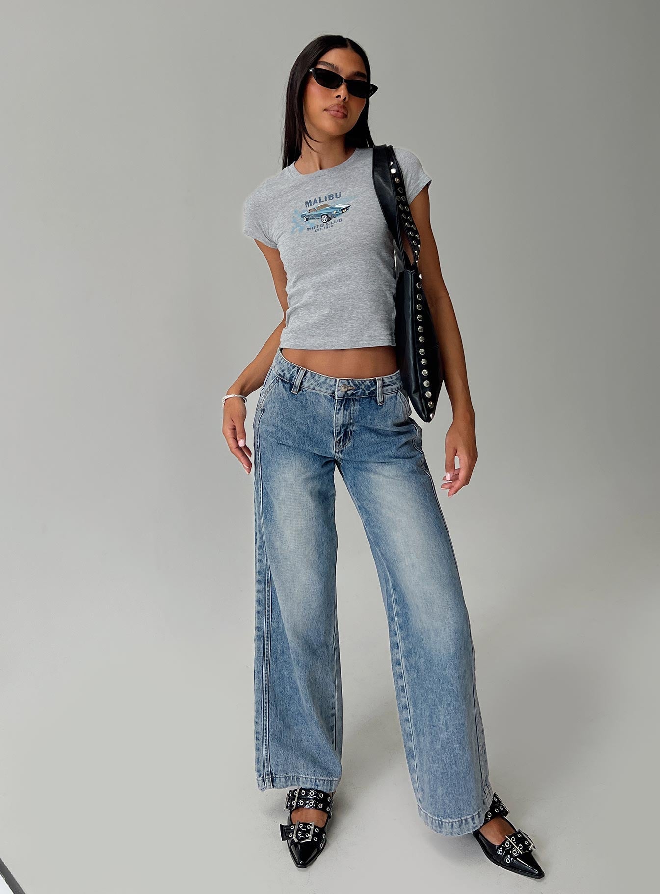 Skipper Low Rise Wide Leg Jeans Vintage Blue
